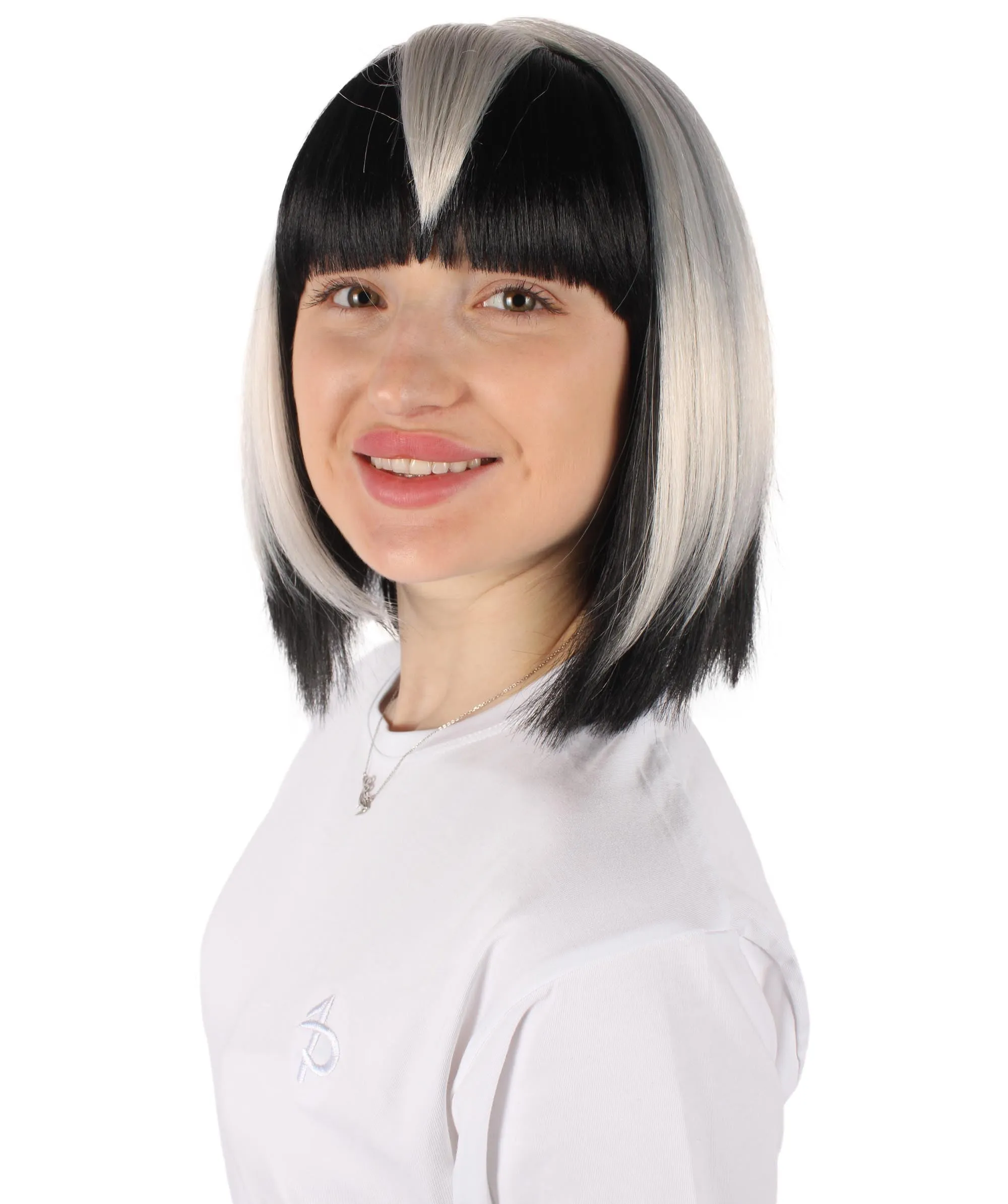 Adult Women's Protagonist Gaming Character Short Silver Bob Wig | Perfect for Halloween | Flame retardant Synthetic Fiber