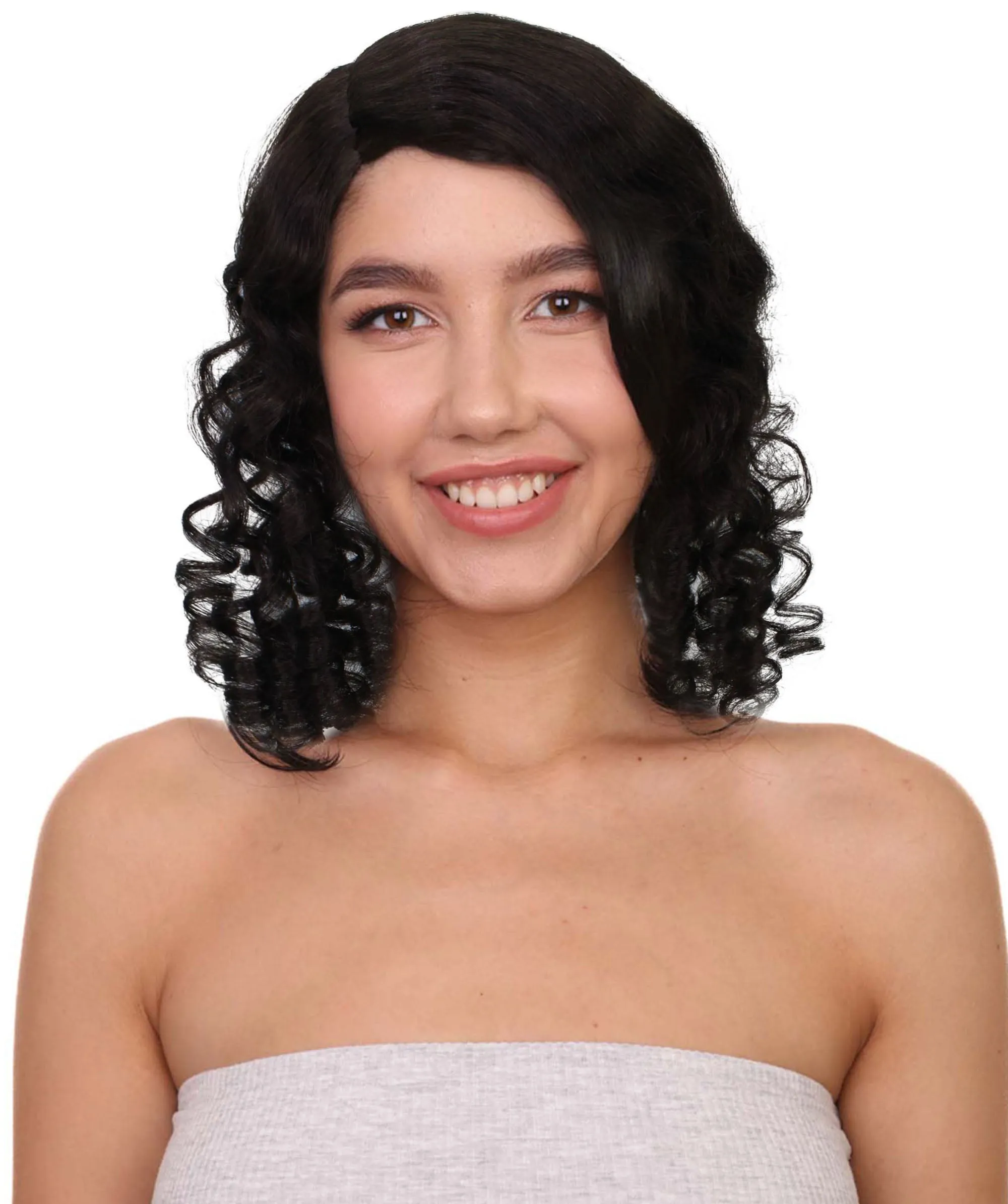 Adult Women’s Wizard World Dark Curly Witch Wig | with long braid Best for Halloween | Flame-retardant Synthetic Fiber