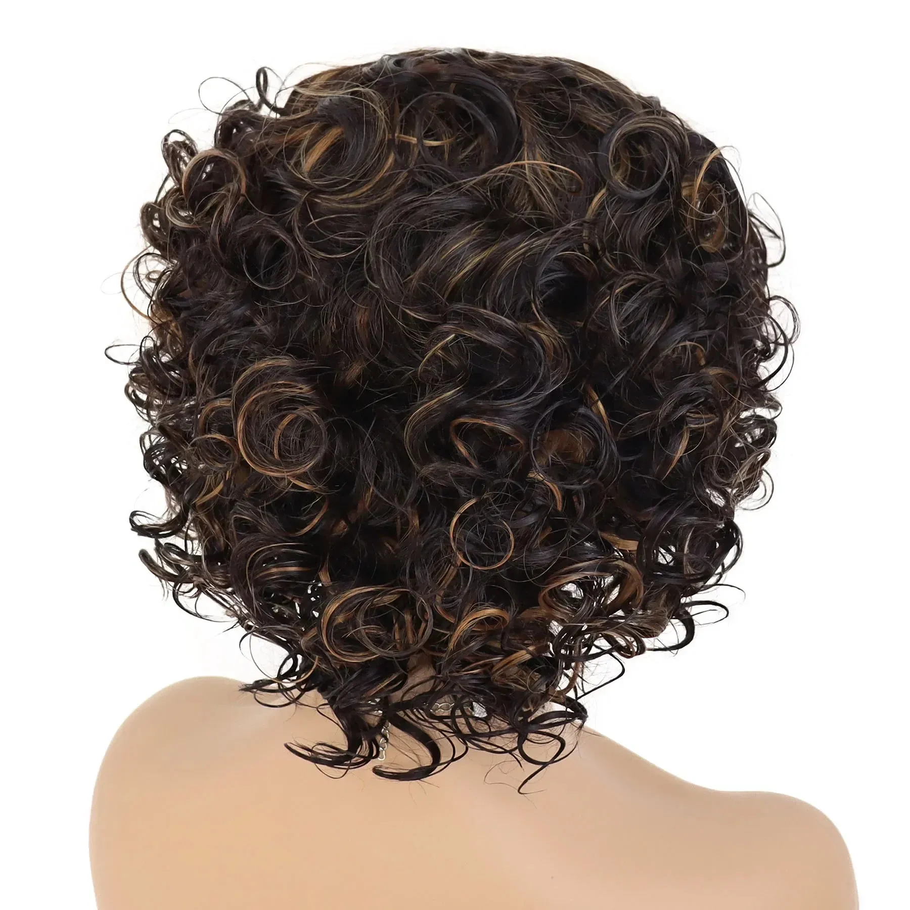 Afro Curly Wigs Short Synthetic Hair Regular Wigs for Black Women High Temperature Fiber High Quality Wigs Highlights