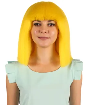 Australian Singer Wig | Yellow Large Celebrity Cosplay Wigs | Premium Breathable Capless Cap