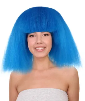 Australian Singer Womens Wig | Neon Blue Large Celebrity Wigs | Premium Breathable Capless Cap