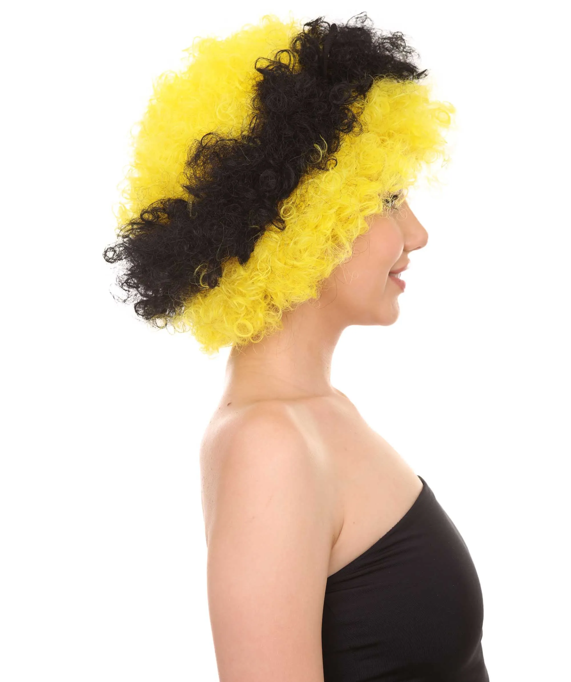 Bee Unisex Wig | Jumbo Super Size Afro Yellow Black Cosplay Halloween Wig | Premium Breathable Capless Cap