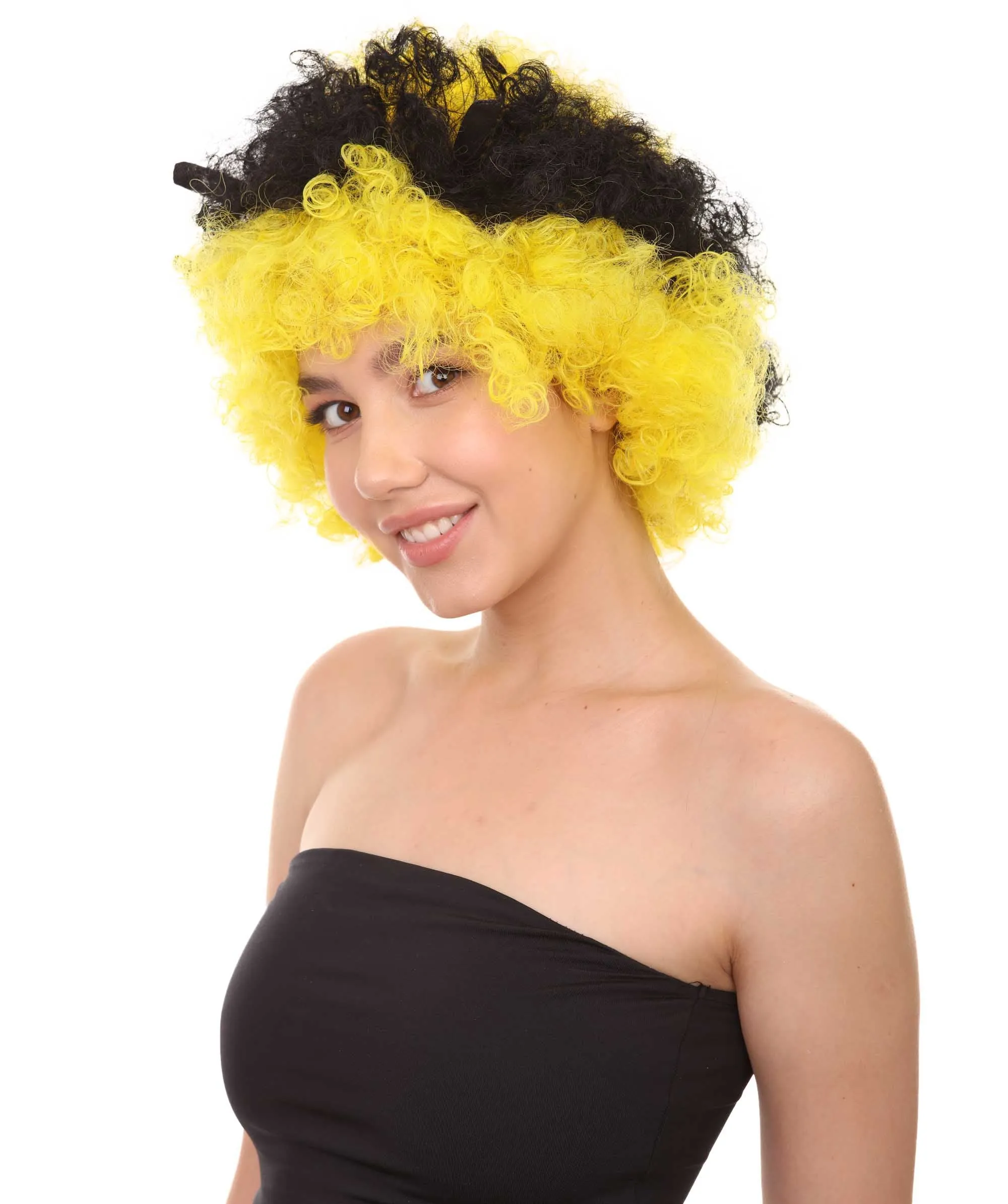 Bee Unisex Wig | Jumbo Super Size Afro Yellow Black Cosplay Halloween Wig | Premium Breathable Capless Cap