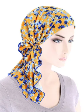 Bella Scarf Mustard Blue Petite Floral