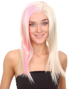 Blonde Pink 80's Rock Star Princess Womens Wig | Long Royal Cosplay Halloween Wig | Premium Breathable Capless Cap