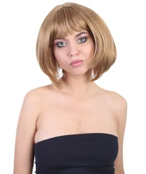 Celebrity Women's Casual Bob | Gold Bob Cosplay Halloween Wig | Premium Breathable Capless Cap