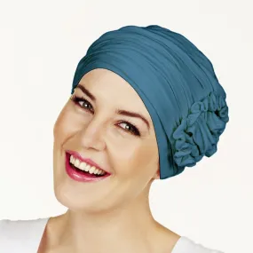 Christine Lotus Bamboo Turban - Ocean Blue