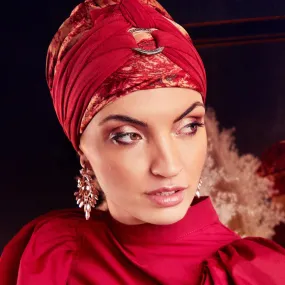 Christine Sienna Boho Turban Set - Oriental Red