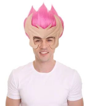 HPO Adult Men's American Comic Book Mutant Superhero Pink Wig | Perfect for Halloween| Flame-retardant Synthetic Fiber