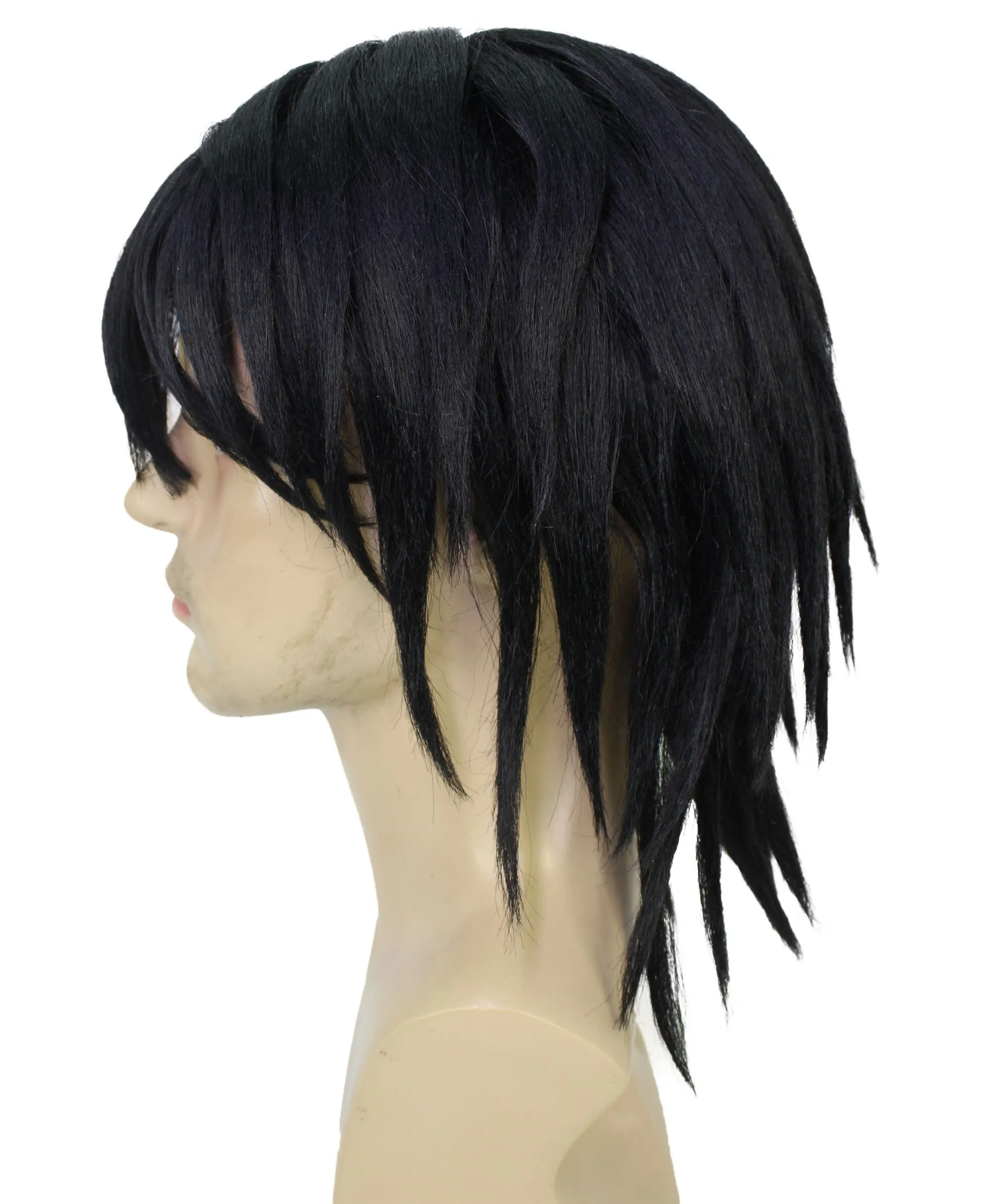 HPO Adult  Men’s Anime Enigmatic Serpent Demon Hunter Wig with Bangs I Breathable Capless Cap I Flame-Retardant Synthetic Fiber