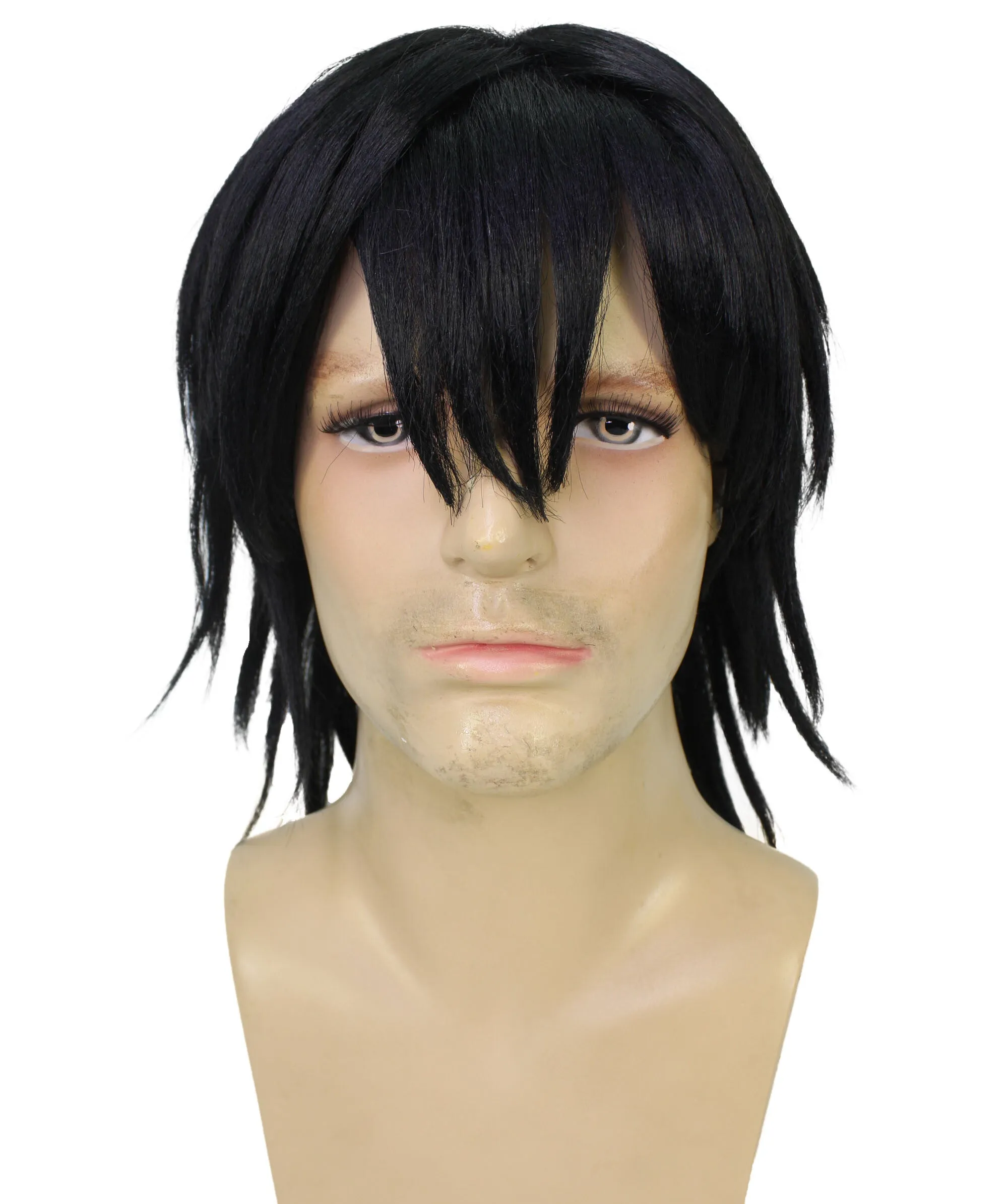 HPO Adult  Men’s Anime Enigmatic Serpent Demon Hunter Wig with Bangs I Breathable Capless Cap I Flame-Retardant Synthetic Fiber