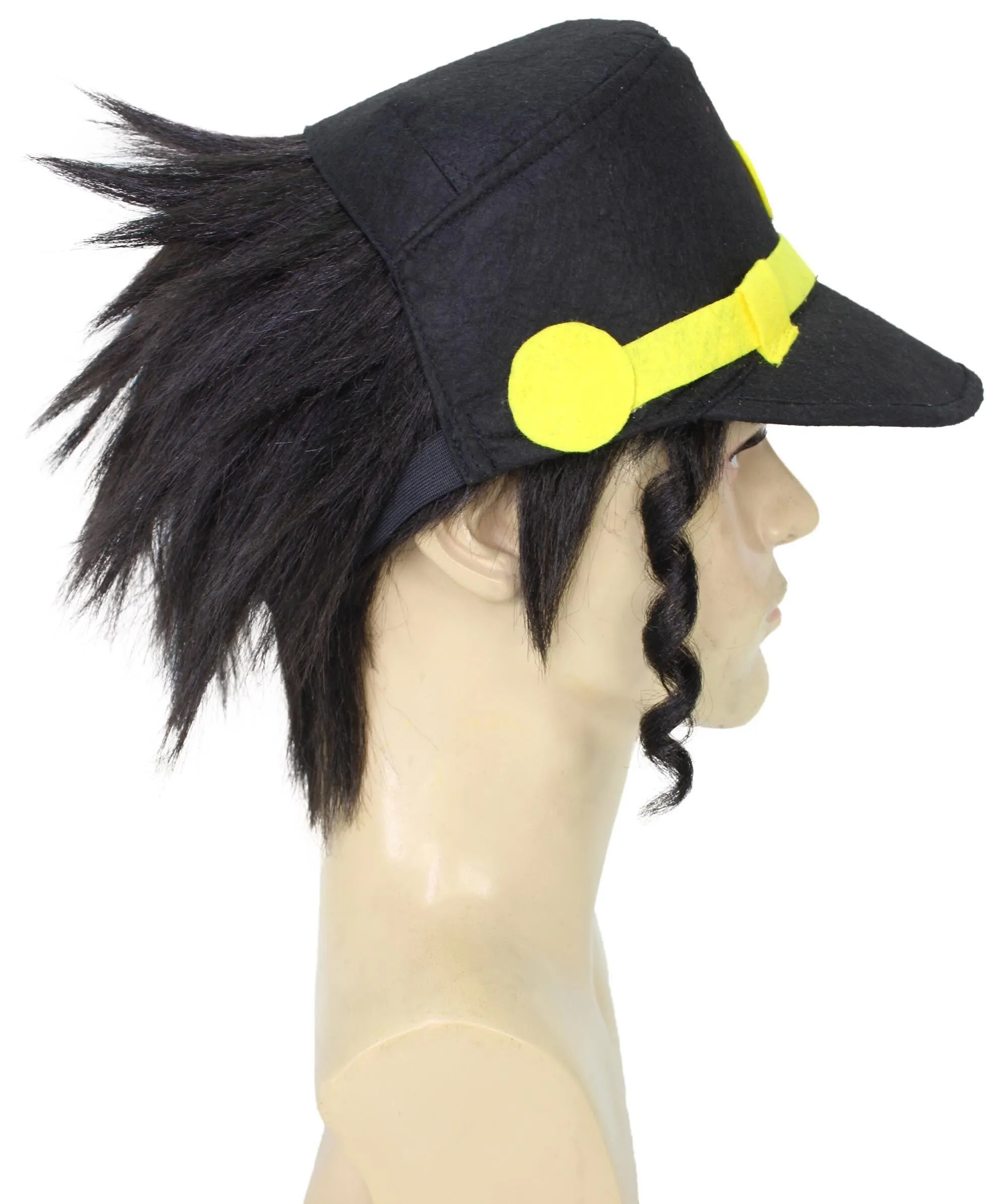 HPO Adult Men's Black Short Anime Character Wig & Cap, Best for Halloween, Flame-retardant Synthetic Fiber