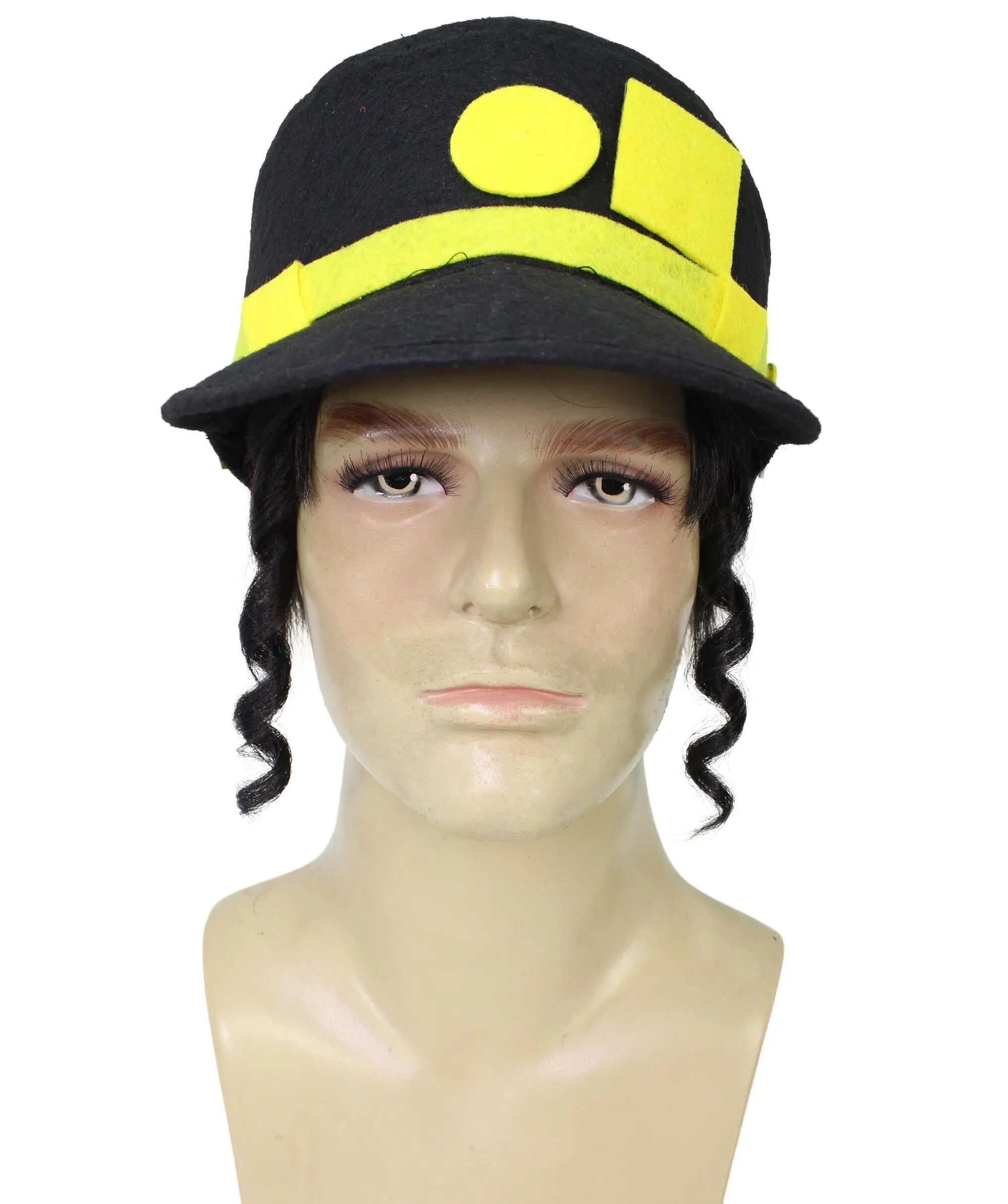 HPO Adult Men's Black Short Anime Character Wig & Cap, Best for Halloween, Flame-retardant Synthetic Fiber