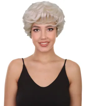 HPO Adult Short Blonde Wavy Curly Pixie Wig, Cosplay Wig, Flame-retardant Synthetic Fiber