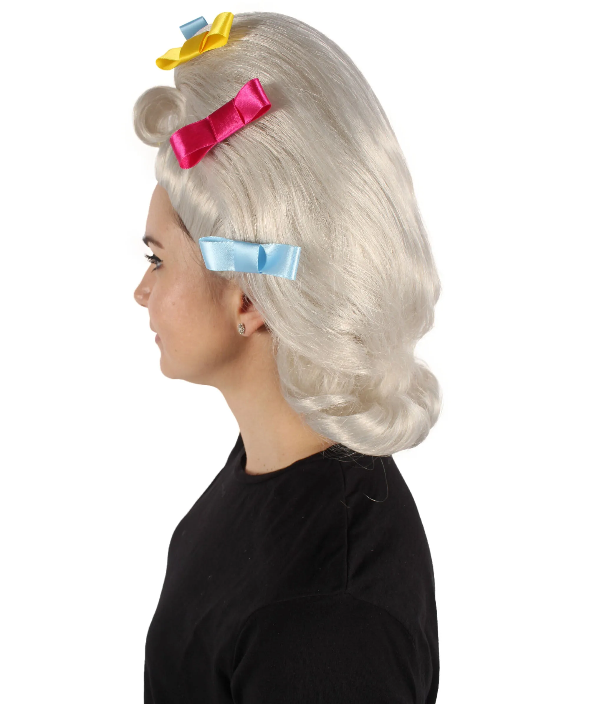 HPO Adult Women's 60s Flip Wig with AccessoriesI, Perfect for Cosplay I Flame-retardant Synthetic Fiber