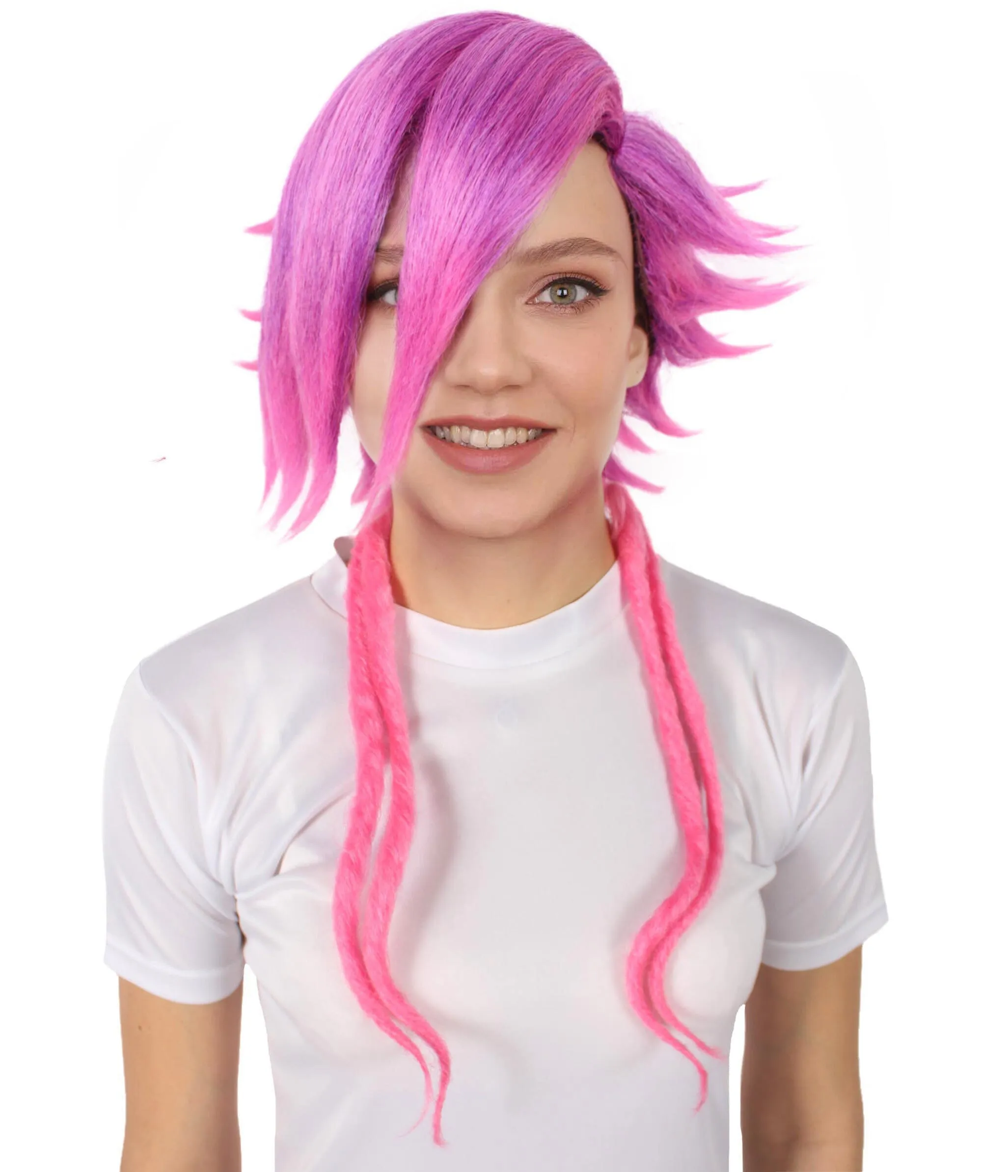 HPO Adult Women’s Animated Game Series Pink Pixie Wig | Perfect for Halloween | Flame-retardant Synthetic Fiber