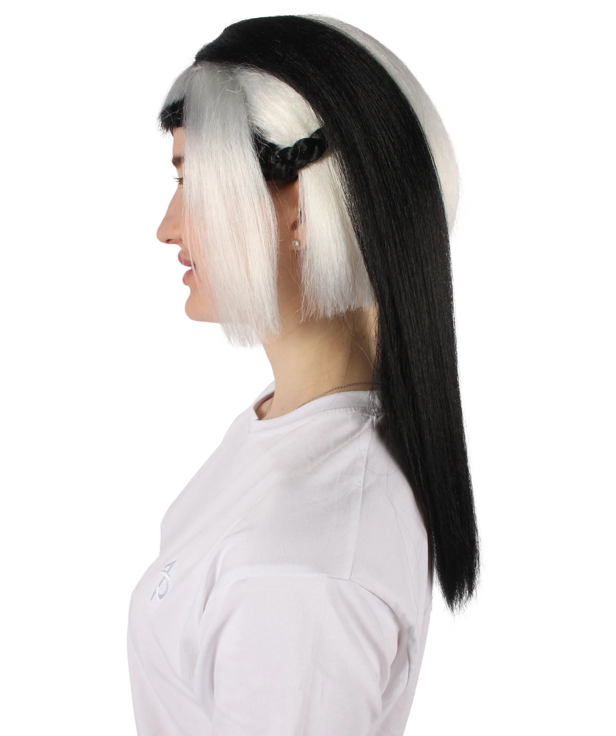 HPO Adult Women's Black & White Drag Wig I Perfect for Cosplay I Flame-retardant Synthetic Fiber