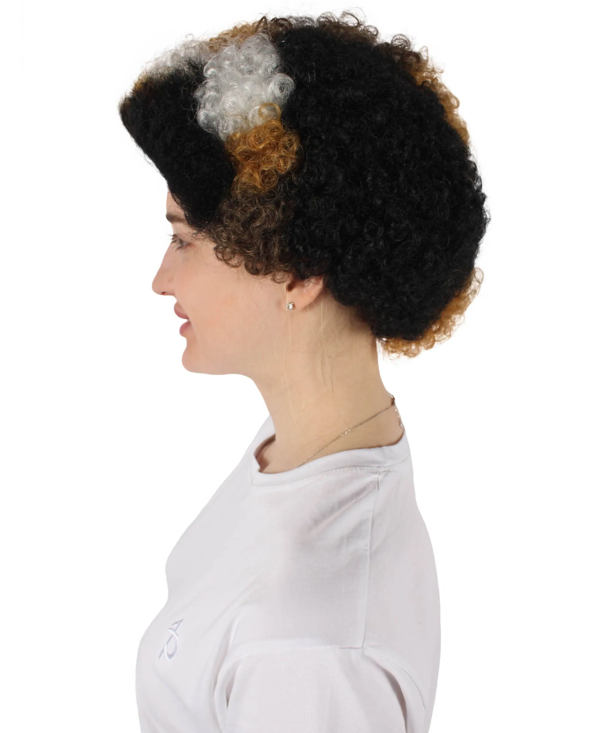 HPO Adult Women's Black and White Short Wig I Perfect for Halloween I Flame-retardant Synthetic Fiber