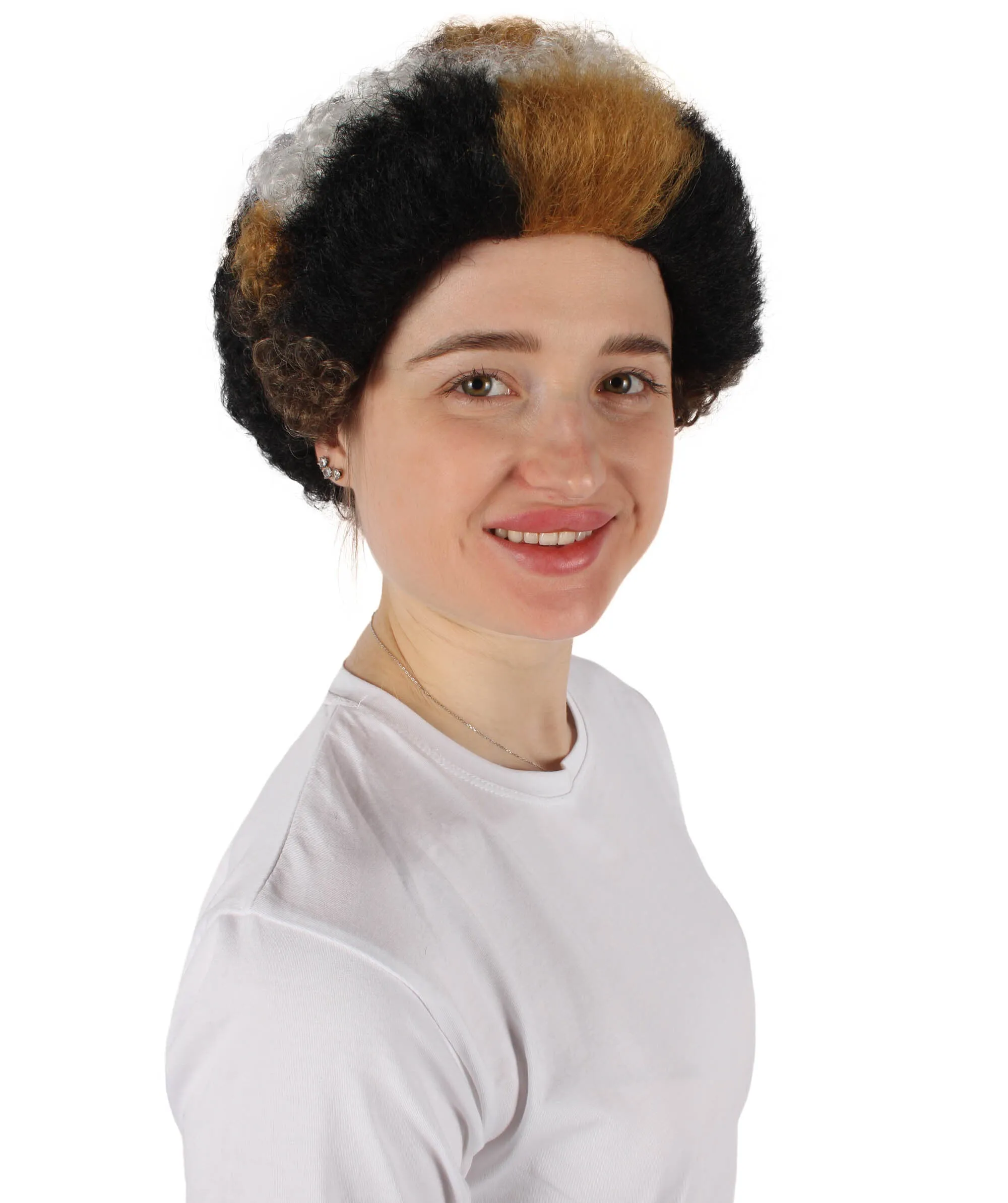 HPO Adult Women's Black and White Short Wig I Perfect for Halloween I Flame-retardant Synthetic Fiber