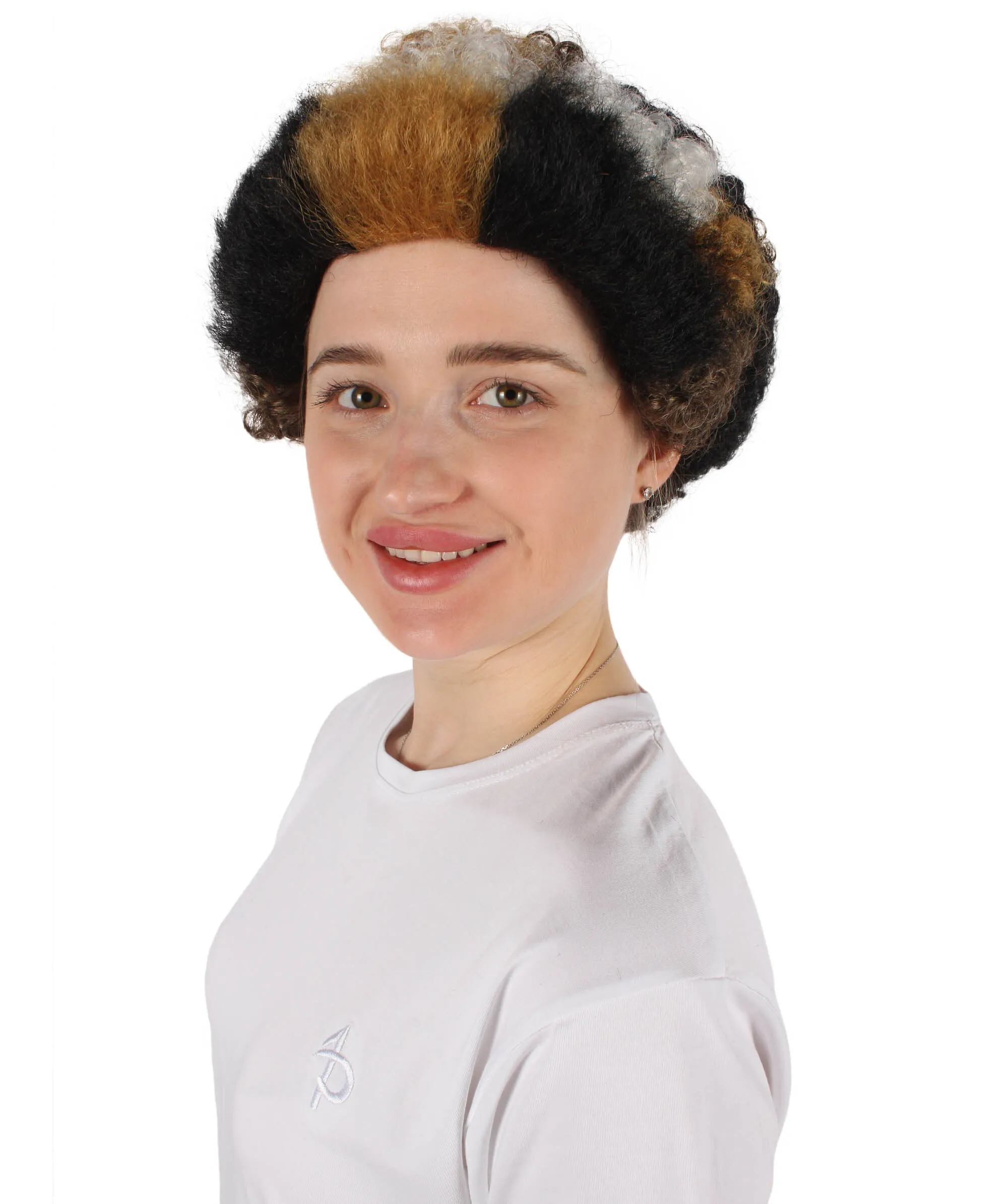 HPO Adult Women's Black and White Short Wig I Perfect for Halloween I Flame-retardant Synthetic Fiber