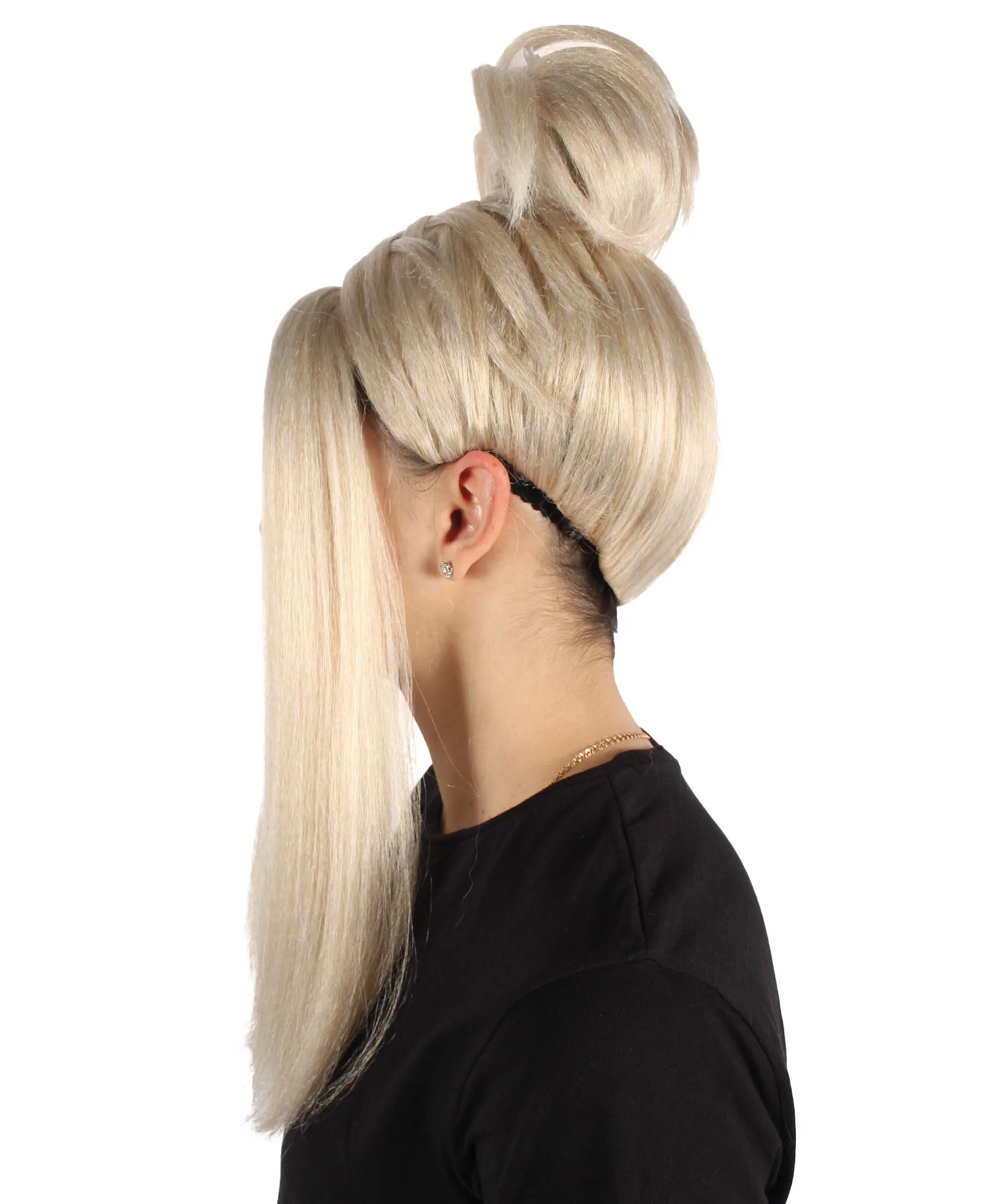 HPO Adult Women's Blonde High Ponytail Wig I Perfect for Cosplay I Flame-retardant Synthetic Fiber