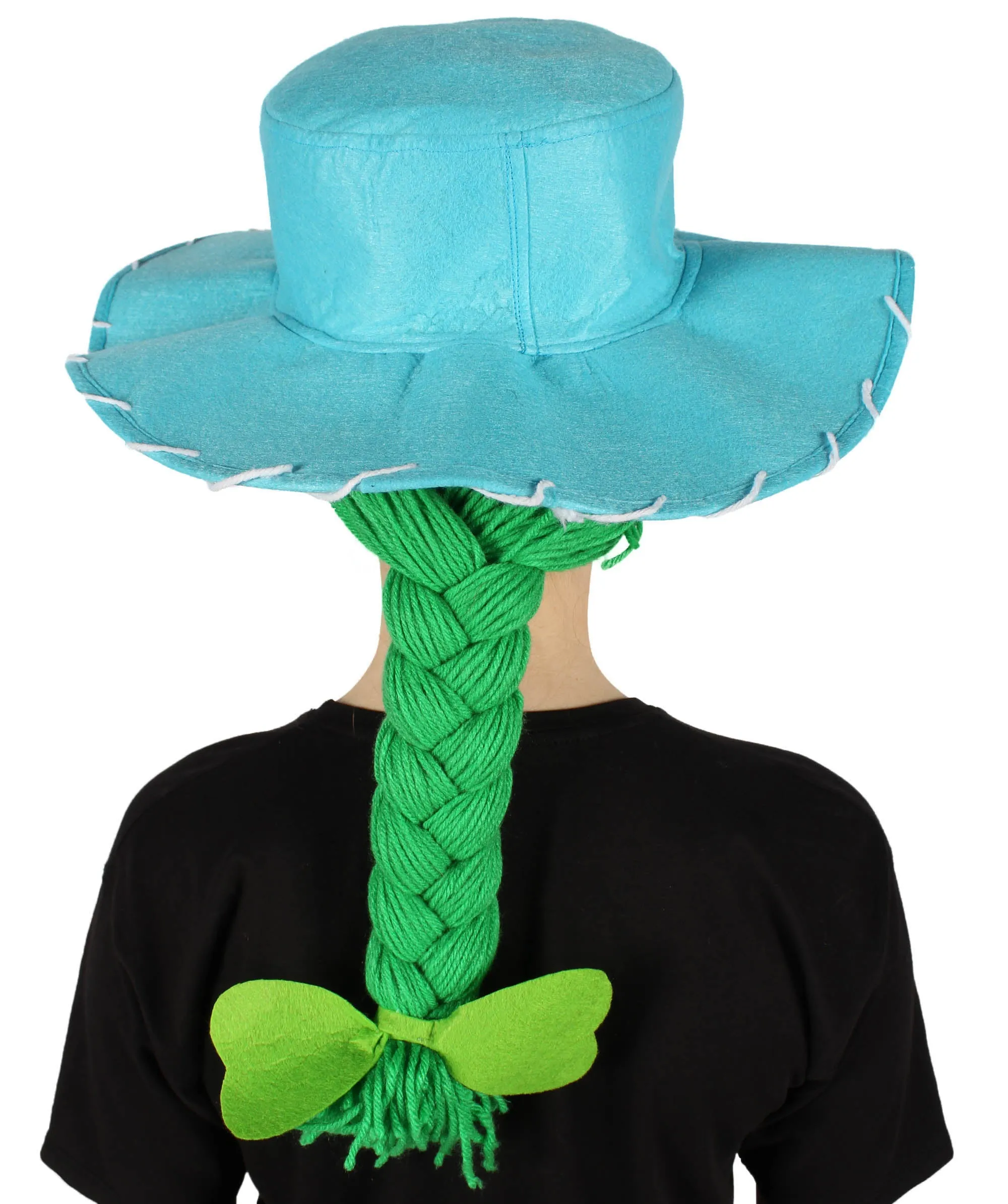 HPO Adult Women's Cowgirl Yarn-Braided Wig with Felt Hat