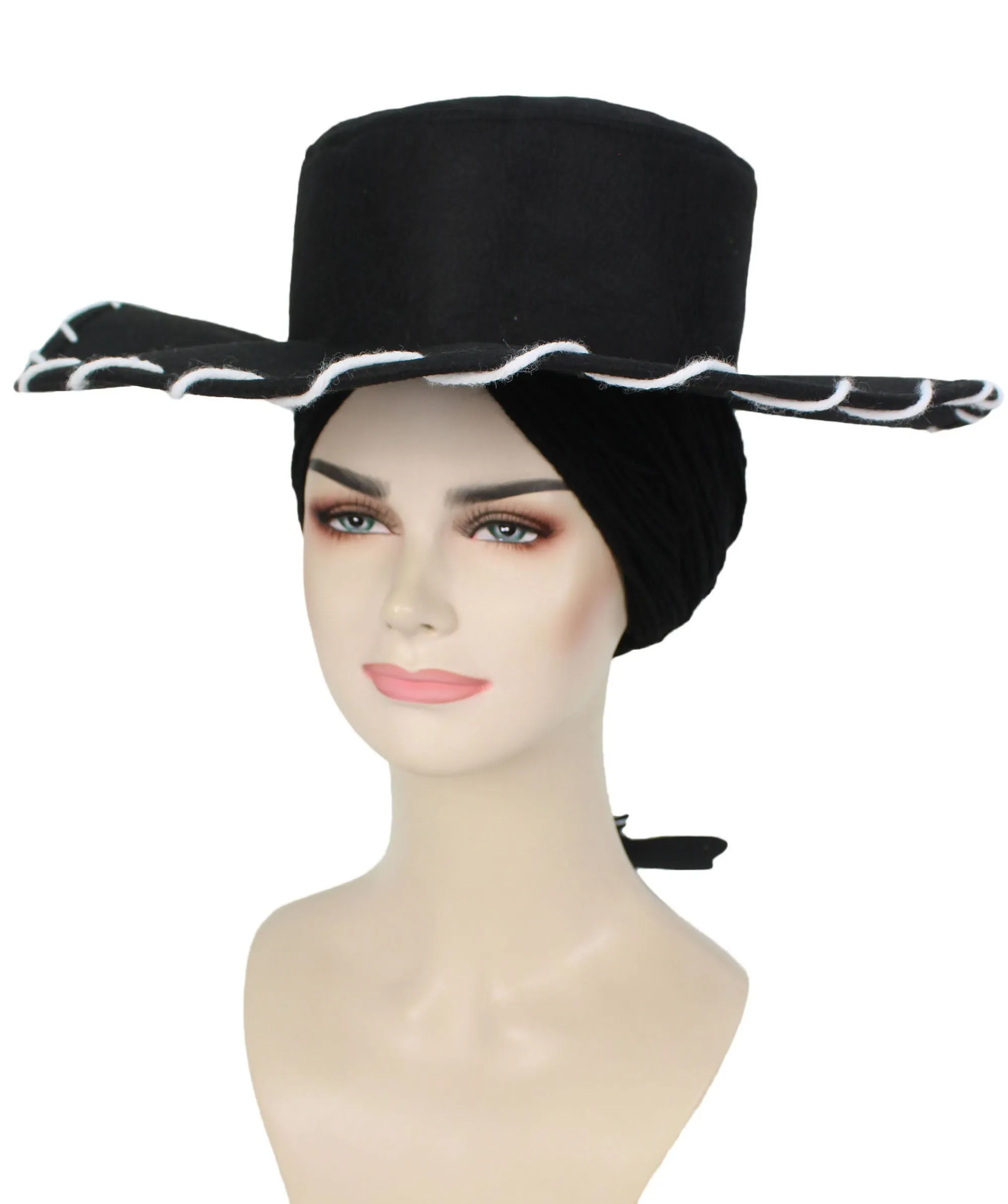 HPO Adult Women's Cowgirl Yarn-Braided Wig with Felt Hat