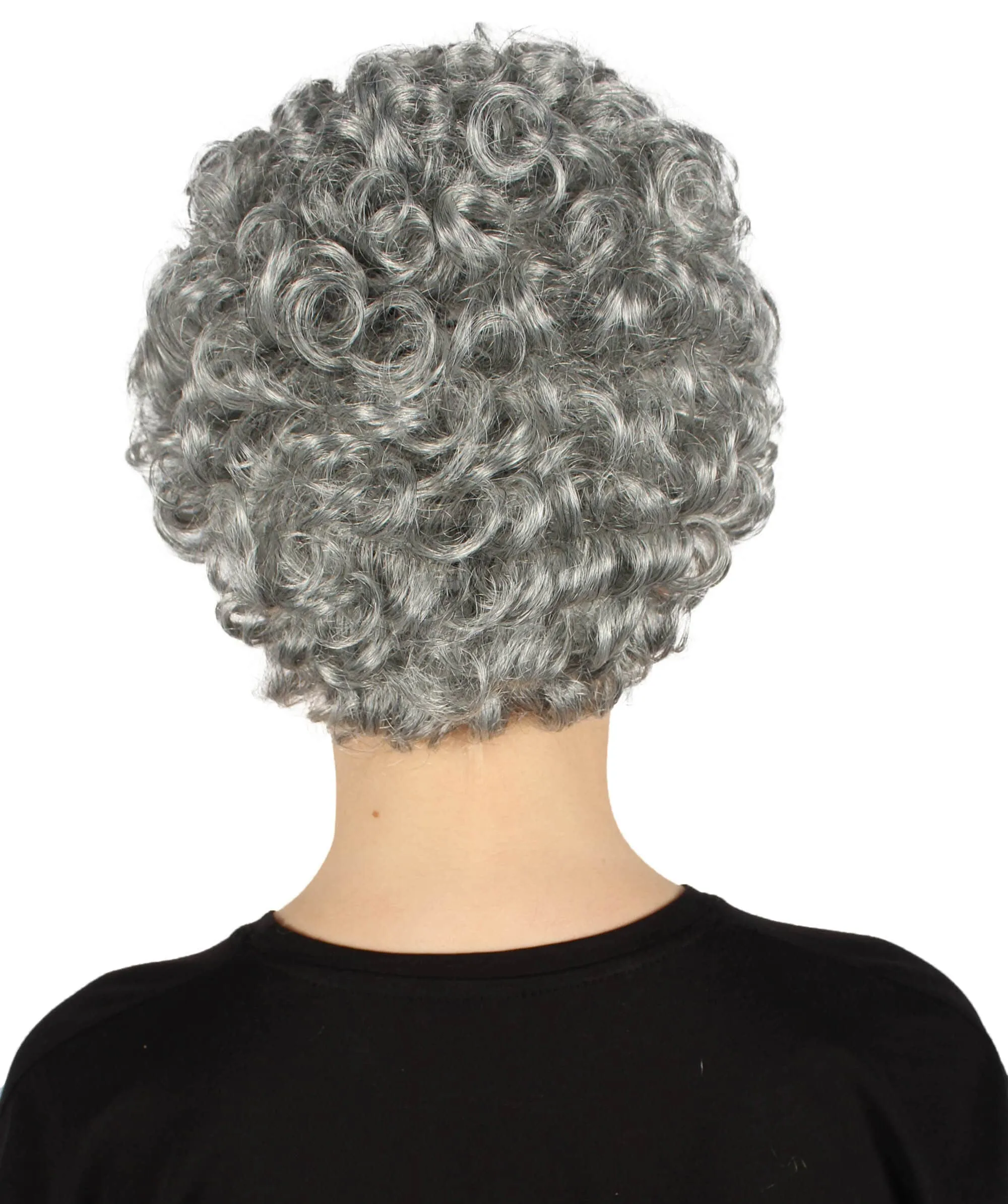 HPO Adult Women’s Dark Grey Older Lady Curly Afro Wig | Perfect for your Halloween & Cosplay Party!