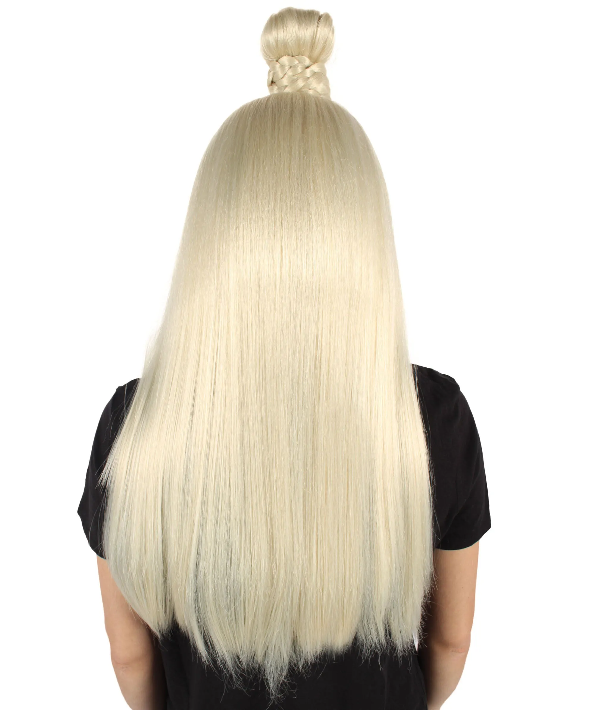 HPO Adult Women's Drag Queen Singer Blonde Long Ponytail Wig| Perfect for Halloween| Flame-retardant Synthetic Fiber