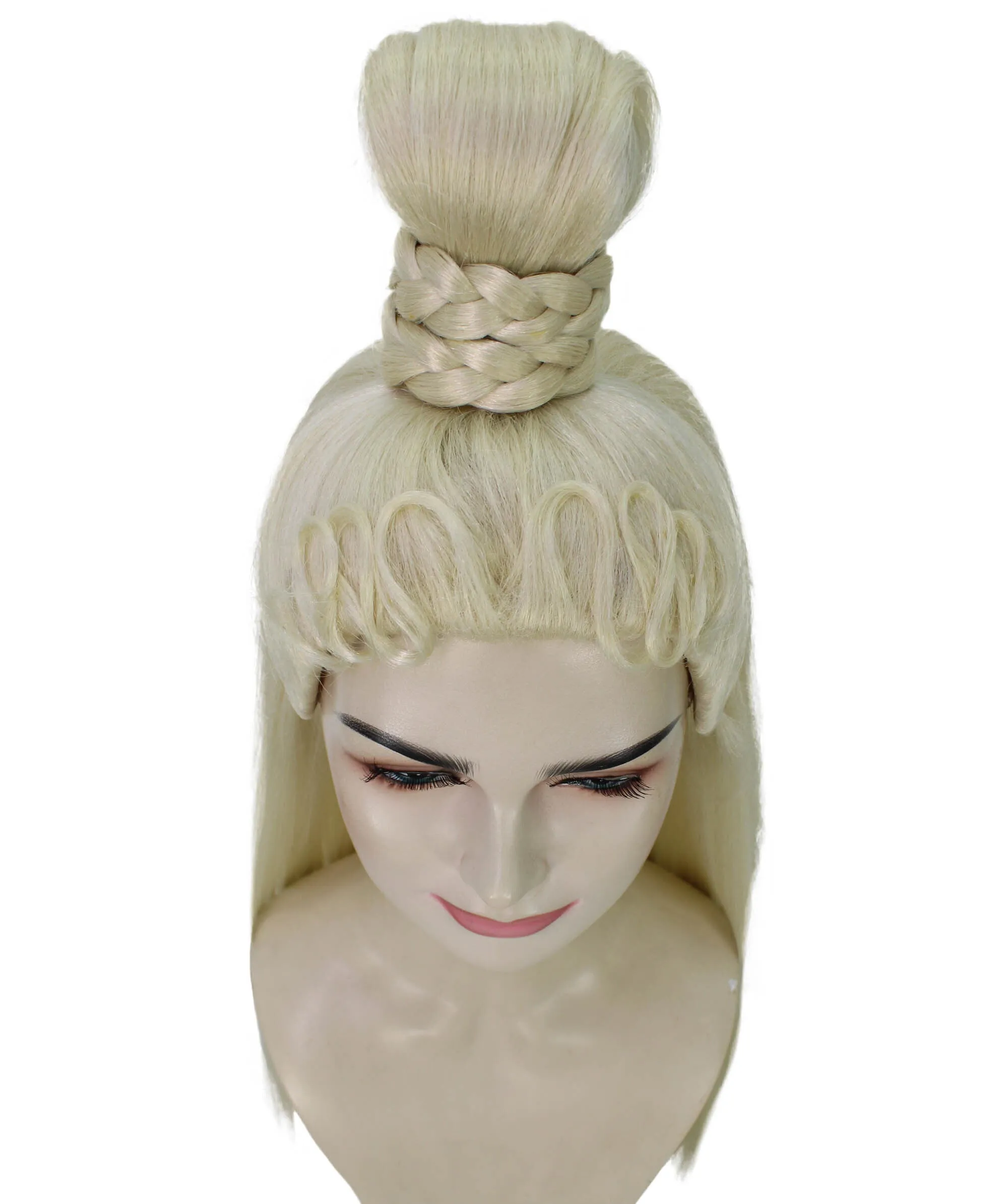 HPO Adult Women's Drag Queen Singer Blonde Long Ponytail Wig| Perfect for Halloween| Flame-retardant Synthetic Fiber