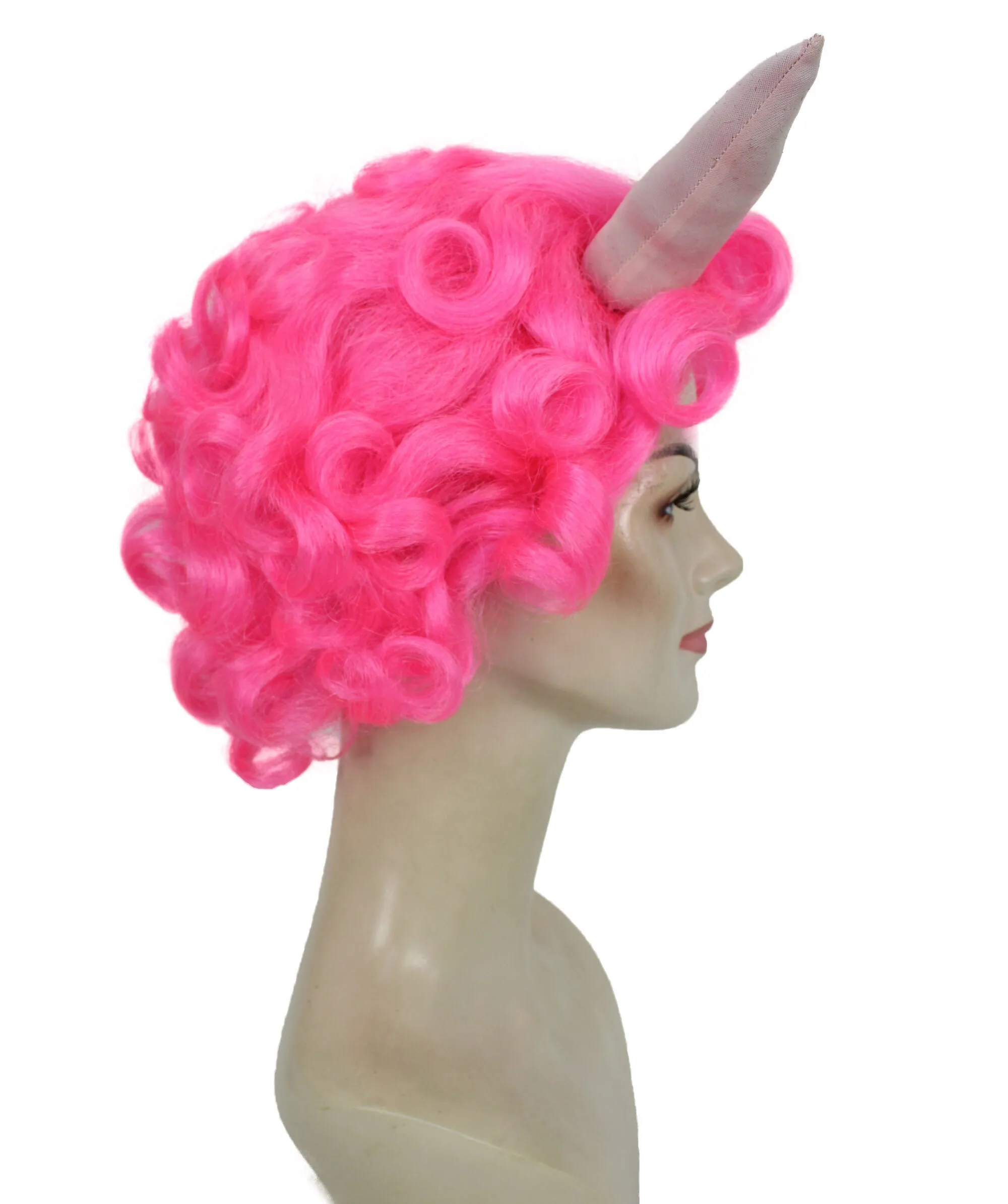 HPO Adult Women's Dramatic Devil Horn Short Curly Wig Multiple Color Options | Flame-retardant Synthetic Fiber