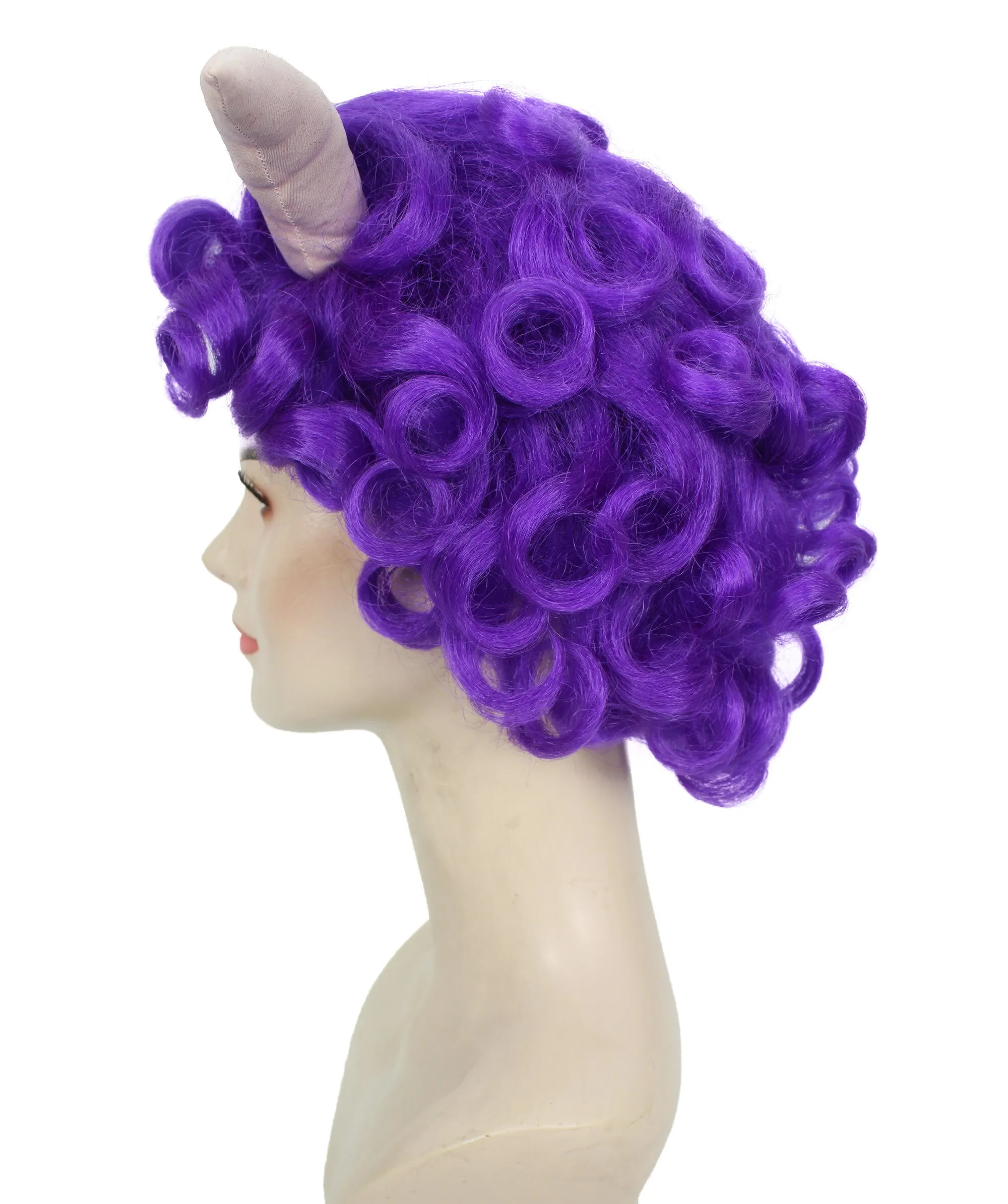 HPO Adult Women's Dramatic Devil Horn Short Curly Wig Multiple Color Options | Flame-retardant Synthetic Fiber