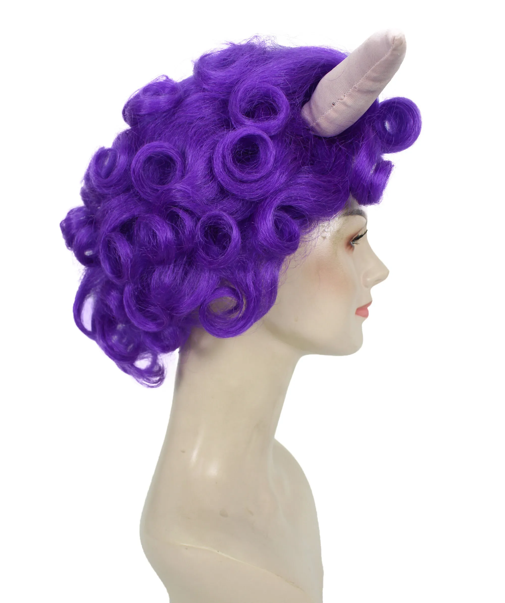 HPO Adult Women's Dramatic Devil Horn Short Curly Wig Multiple Color Options | Flame-retardant Synthetic Fiber