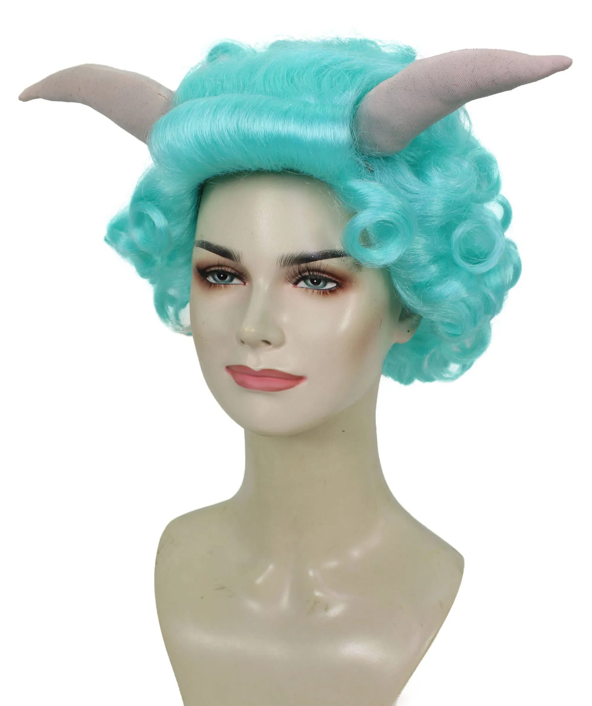 HPO Adult Women's Dramatic Devil Horn Short Curly Wig Multiple Color Options | Flame-retardant Synthetic Fiber