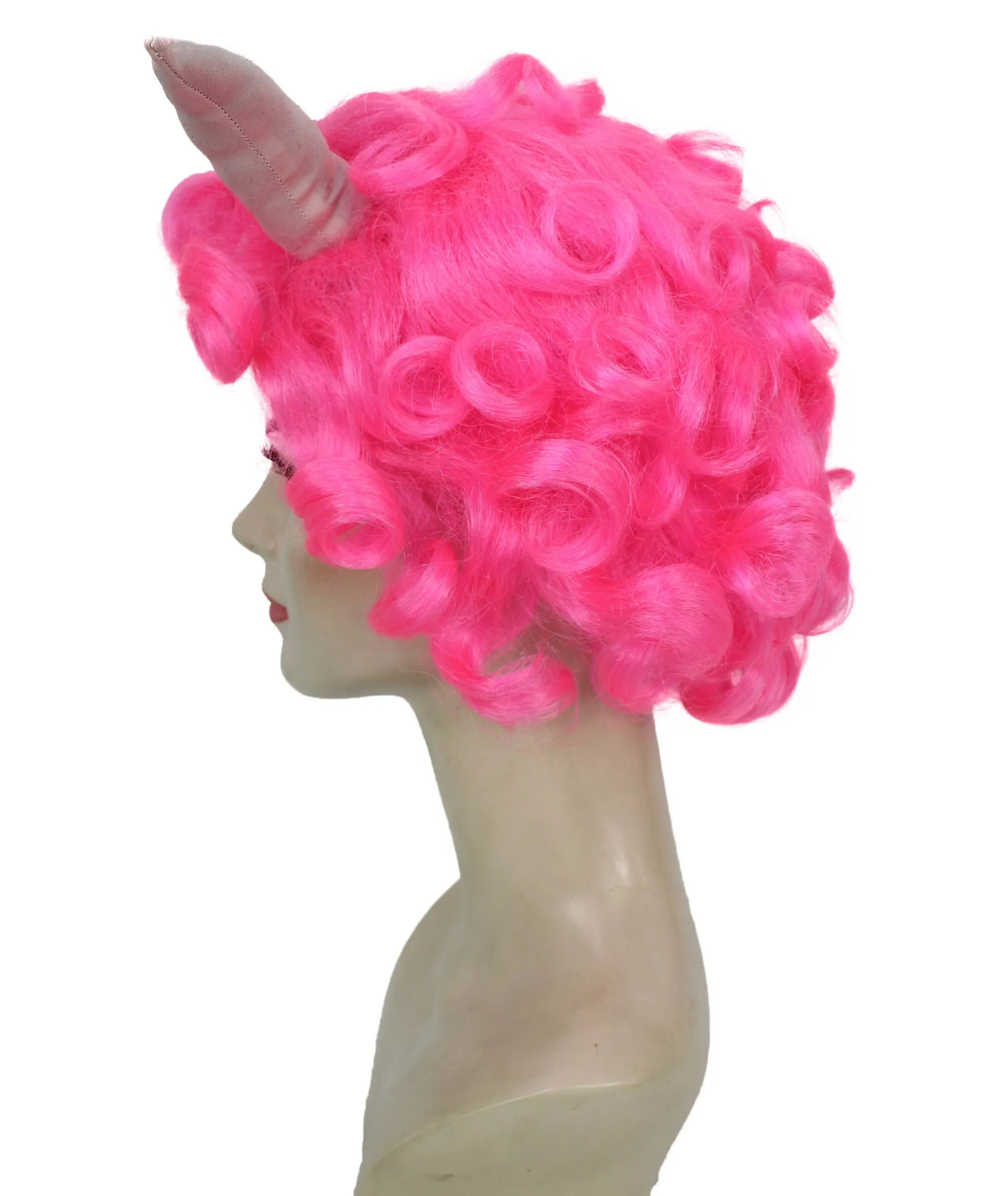 HPO Adult Women's Dramatic Devil Horn Short Curly Wig Multiple Color Options | Flame-retardant Synthetic Fiber