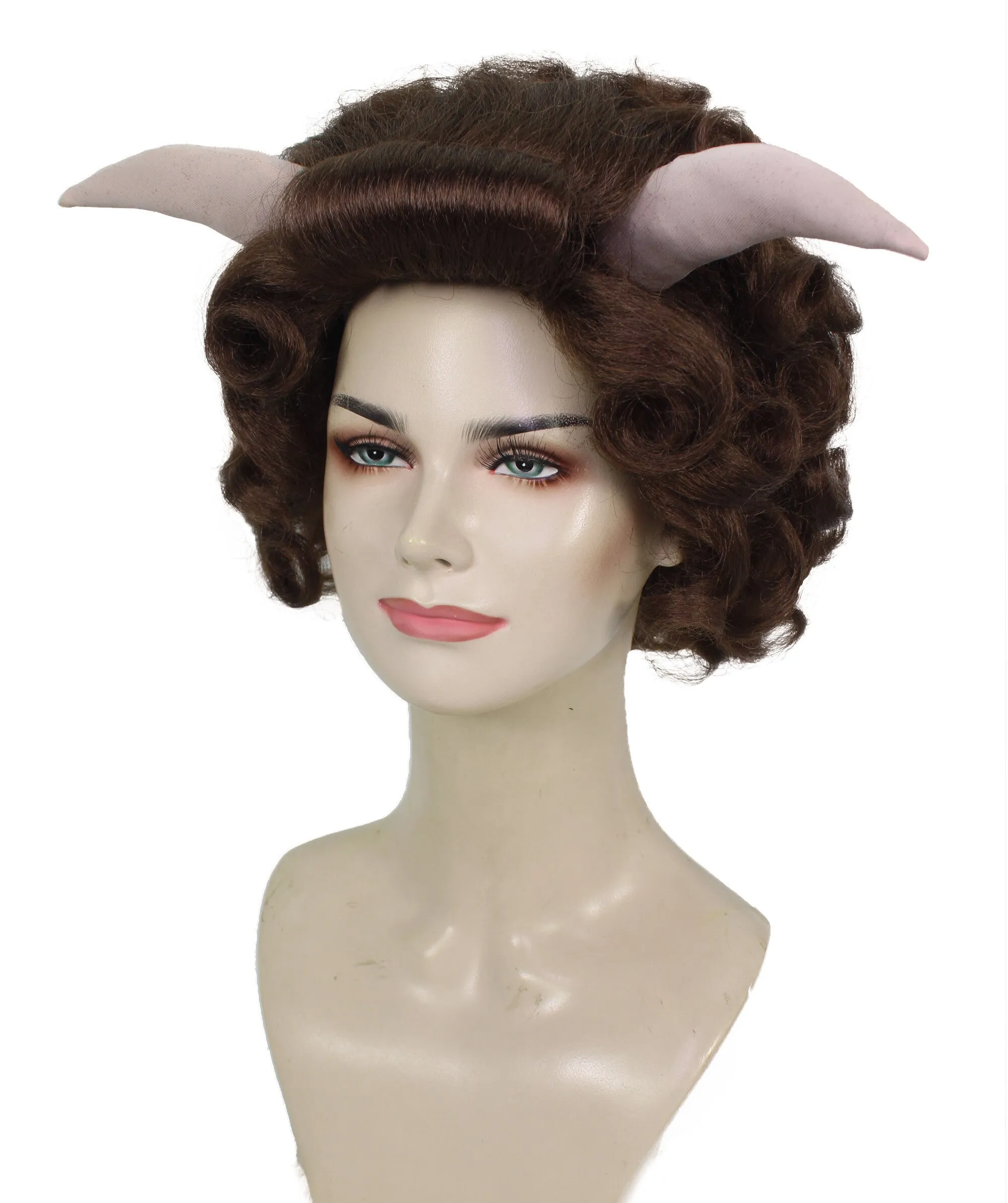 HPO Adult Women's Dramatic Devil Horn Short Curly Wig Multiple Color Options | Flame-retardant Synthetic Fiber