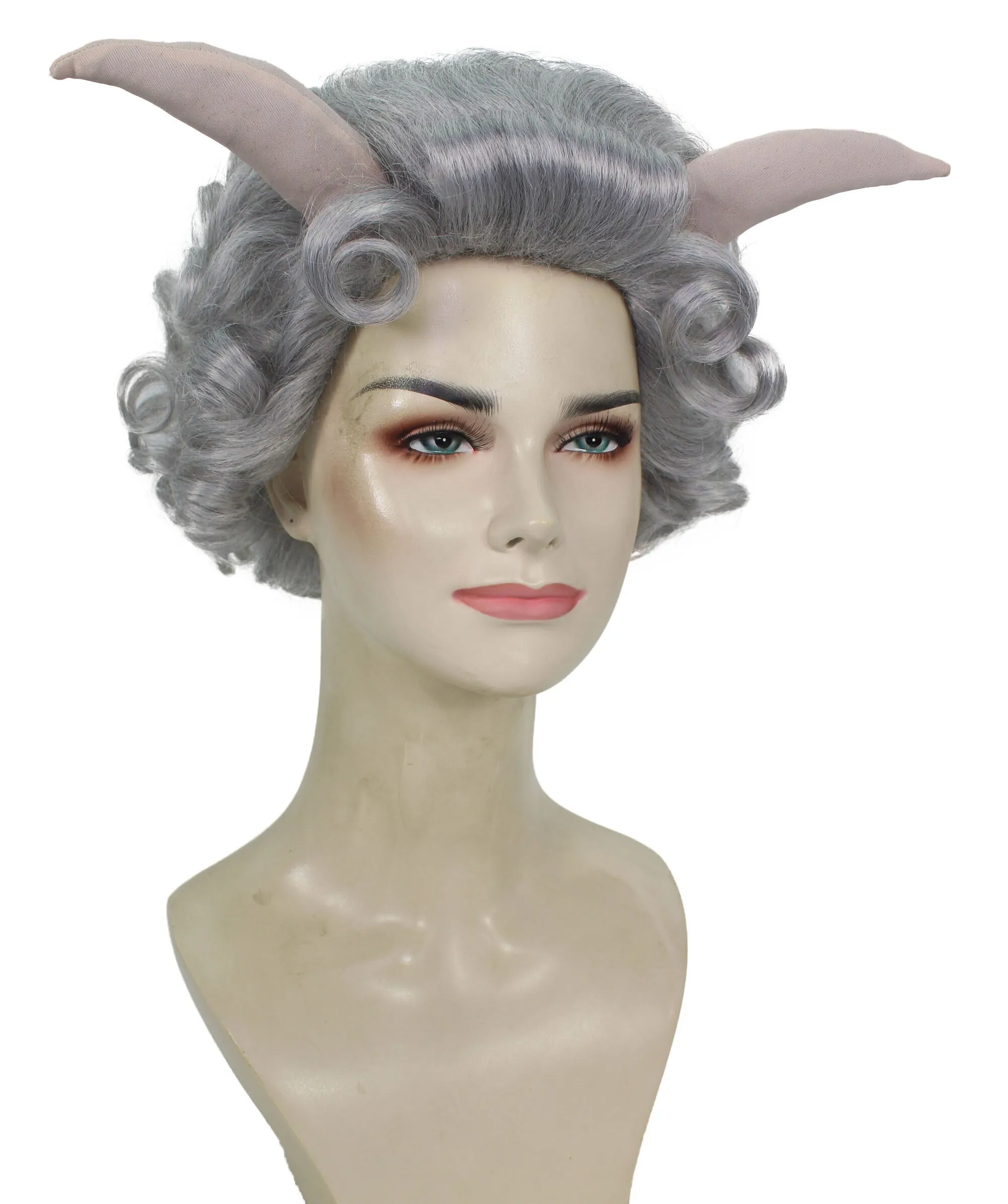 HPO Adult Women's Dramatic Devil Horn Short Curly Wig Multiple Color Options | Flame-retardant Synthetic Fiber