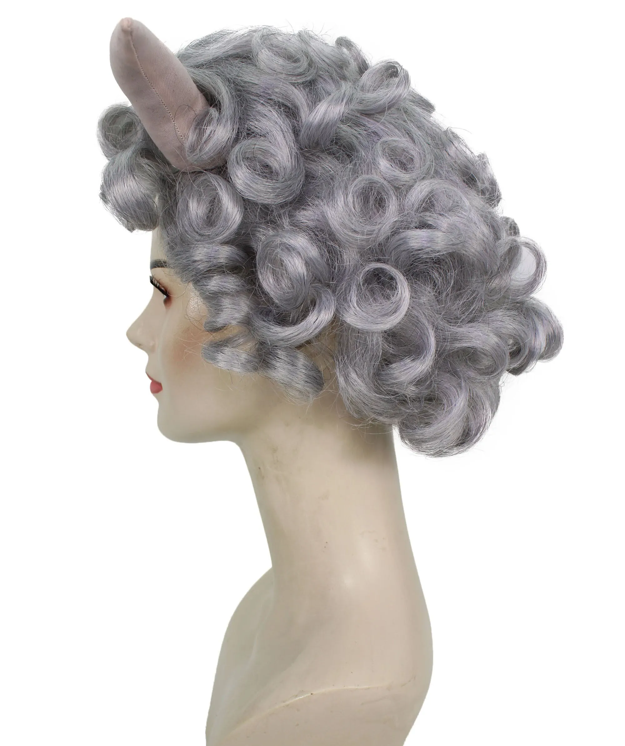 HPO Adult Women's Dramatic Devil Horn Short Curly Wig Multiple Color Options | Flame-retardant Synthetic Fiber