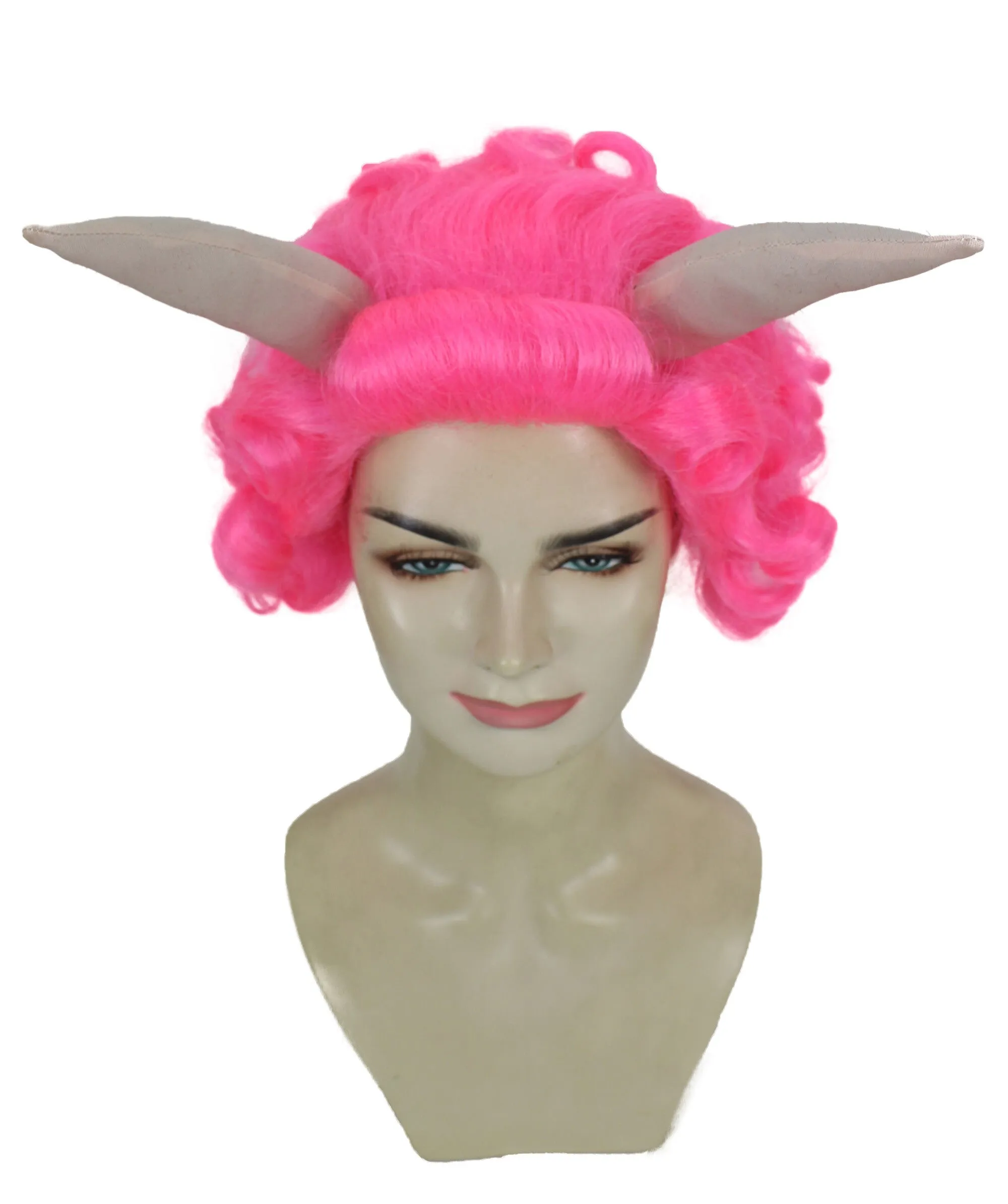 HPO Adult Women's Dramatic Devil Horn Short Curly Wig Multiple Color Options | Flame-retardant Synthetic Fiber