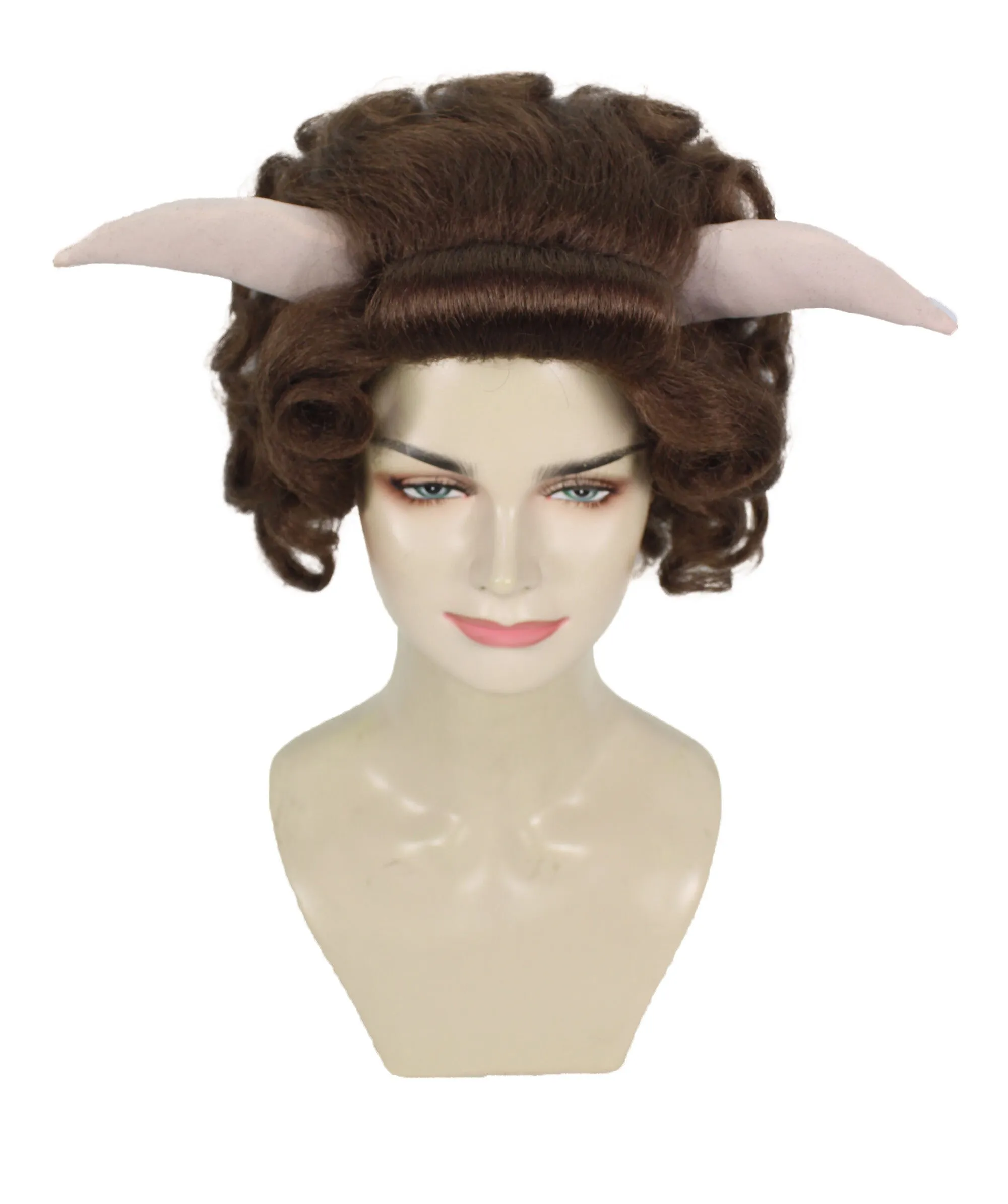 HPO Adult Women's Dramatic Devil Horn Short Curly Wig Multiple Color Options | Flame-retardant Synthetic Fiber