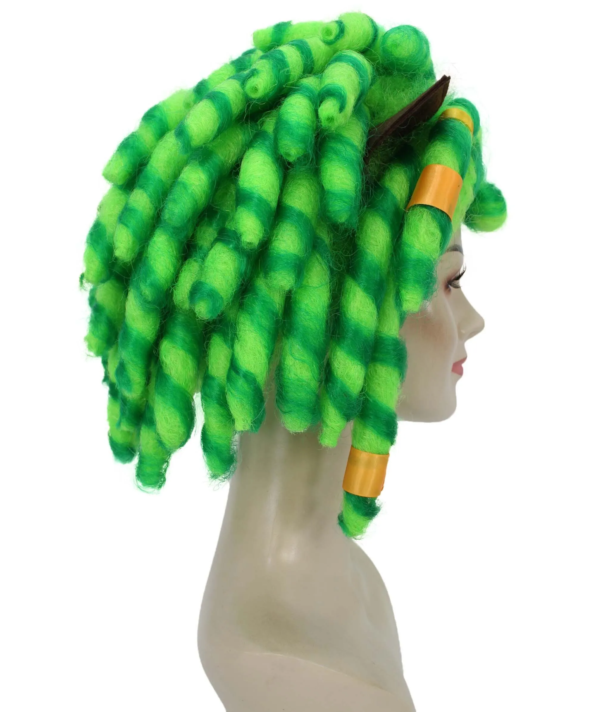 HPO Adult Women's Superhero Green Braided Ponytail Wig I Cosplay Wig I Flame-retardant Synthetic Fiber