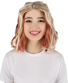 HPO Adult Women's Wavy Blonde Wig | Blonde Cosplay and Halloween Wig | Flame-retardant Synthetic Fiber