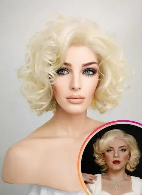 Light Blonde Curly Bob Lace Front Synthetic Wig LF235