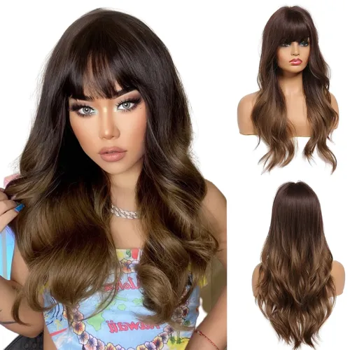 Long Water Wave Wig with Bangs