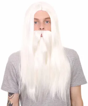 Long Wizard Wig | White Cosplay Wig | Premium Breathable Capless Cap