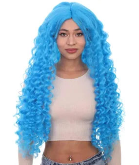 Marine Mermaid Wig | Bright Blue Fancy Party Event Ready Halloween Wig | Premium Breathable Capless Cap