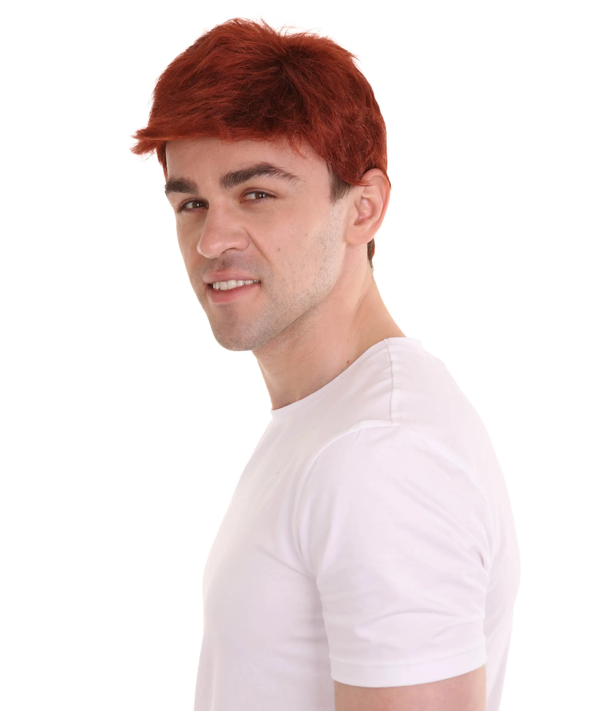 Men Fancy Dark Auburn Wig | Cosplay Halloween Wig | Premium Breathable Capless Cap