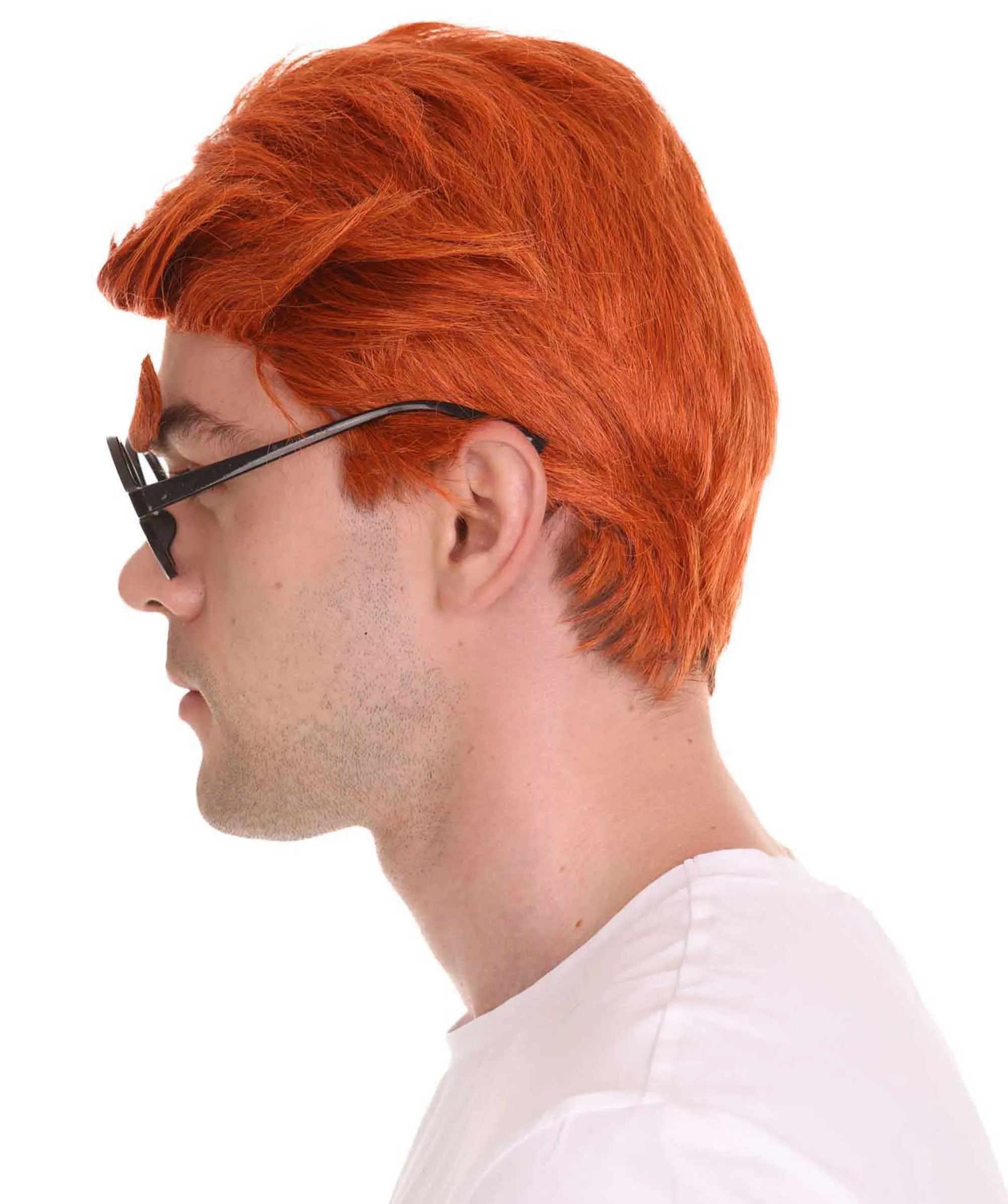 Men Short Funny Wig With Eye Glass | Premium Breathable Capless Cap