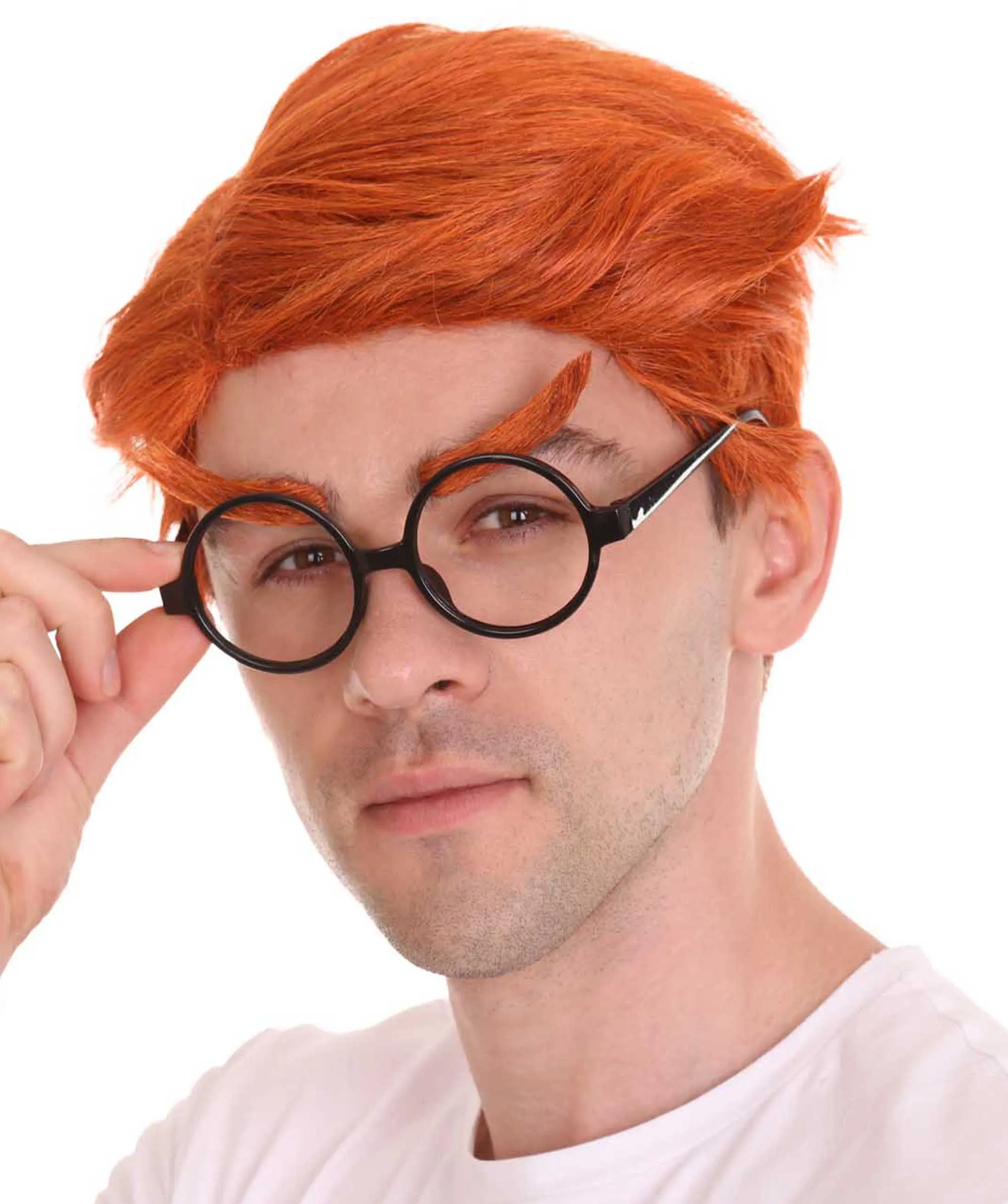 Men Short Funny Wig With Eye Glass | Premium Breathable Capless Cap