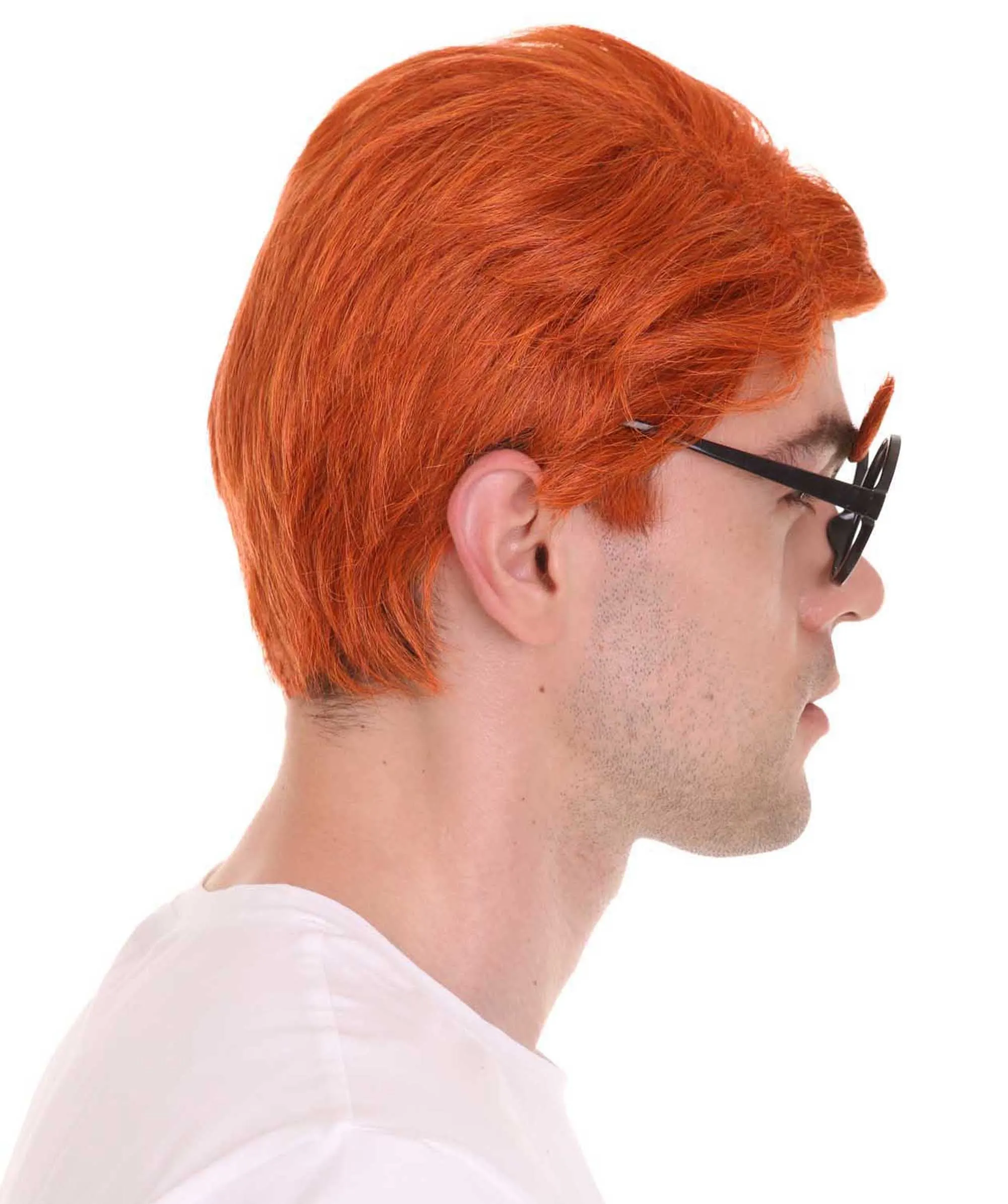 Men Short Funny Wig With Eye Glass | Premium Breathable Capless Cap